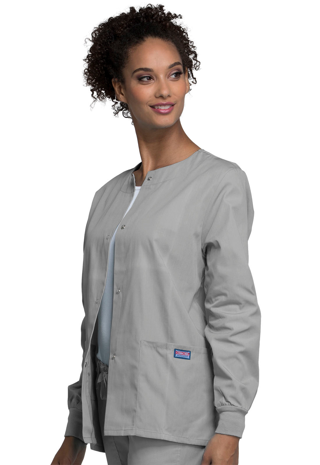 Workwear Originals 4350 Women's Snap Front Warm-Up Jacket Grey