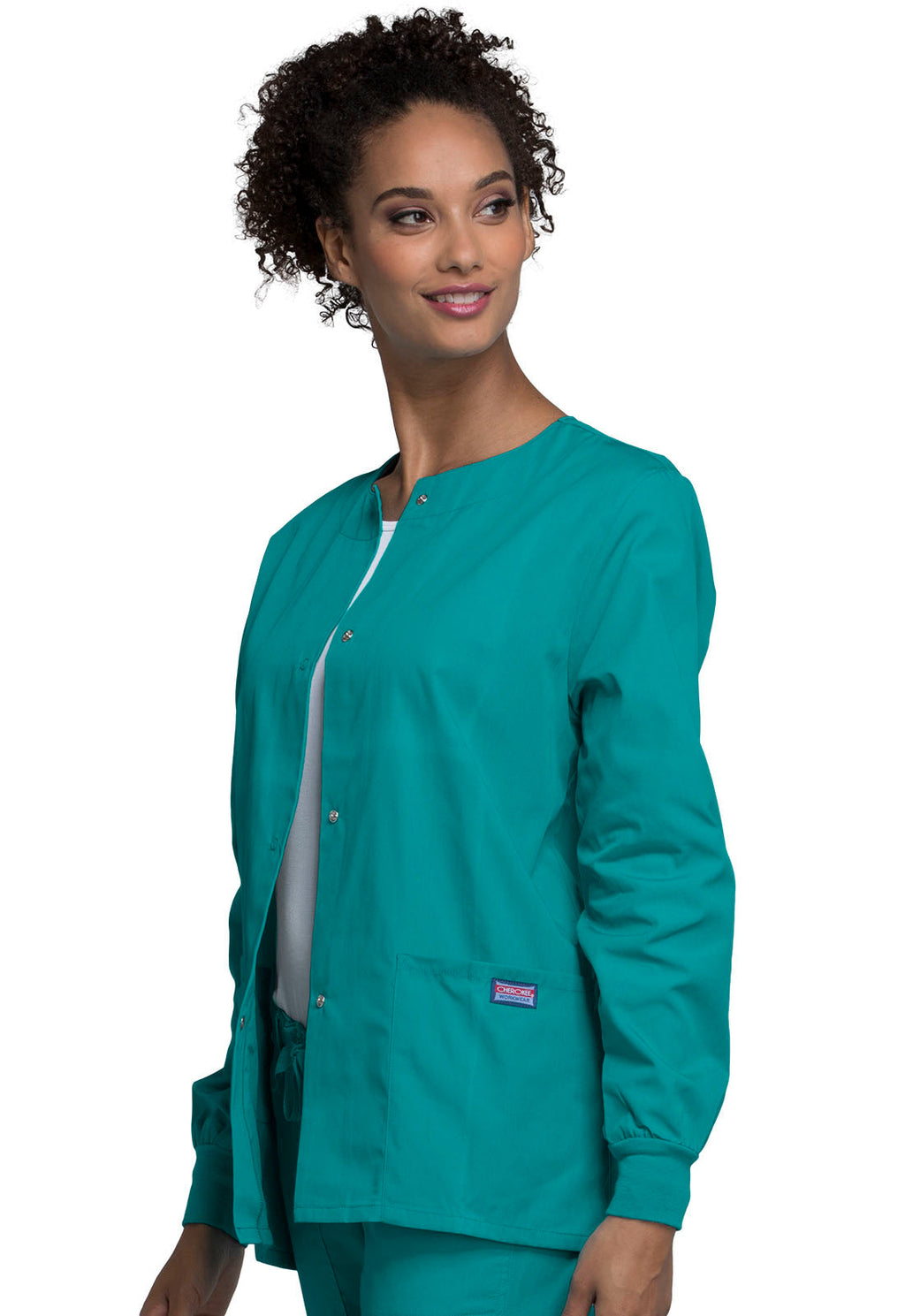 Workwear Originals 4350 Women's Snap Front Warm-Up Jacket Teal Blue