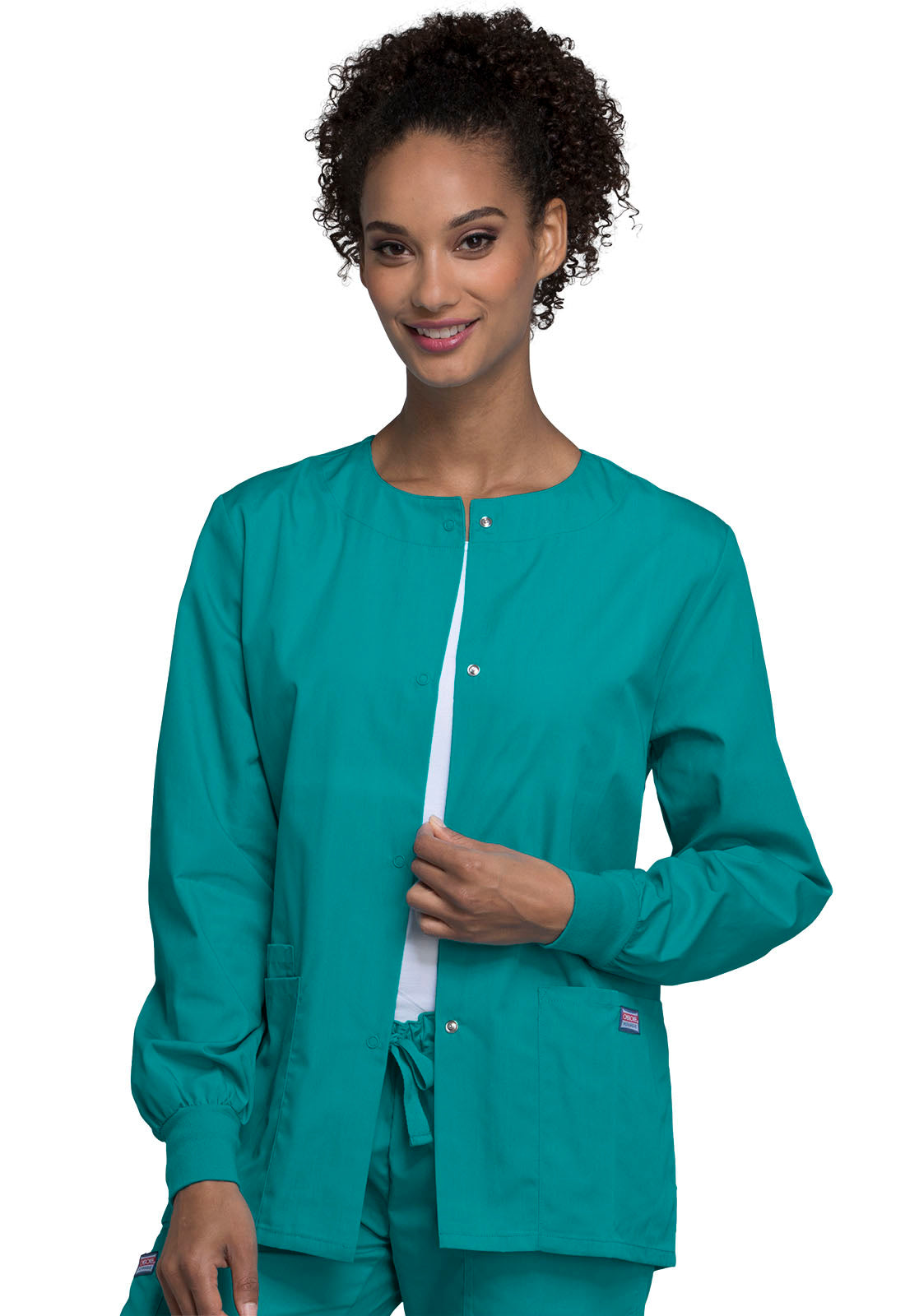 Workwear Originals 4350 Women's Snap Front Warm-Up Jacket Teal Blue