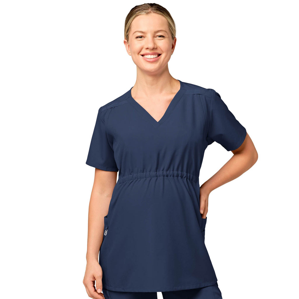 W123 4555 Maternity V-Neck Scrub Top Navy