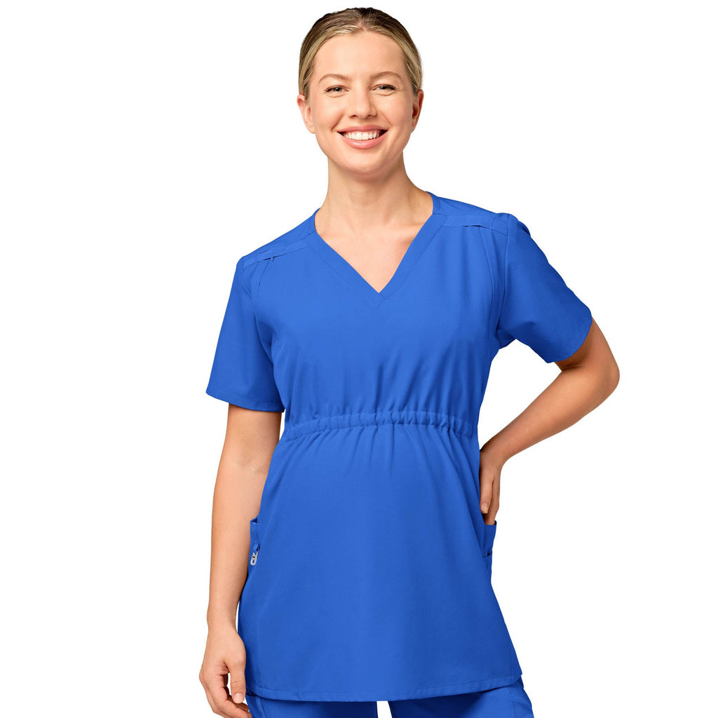 W123 4555 Maternity V-Neck Scrub Top Royal