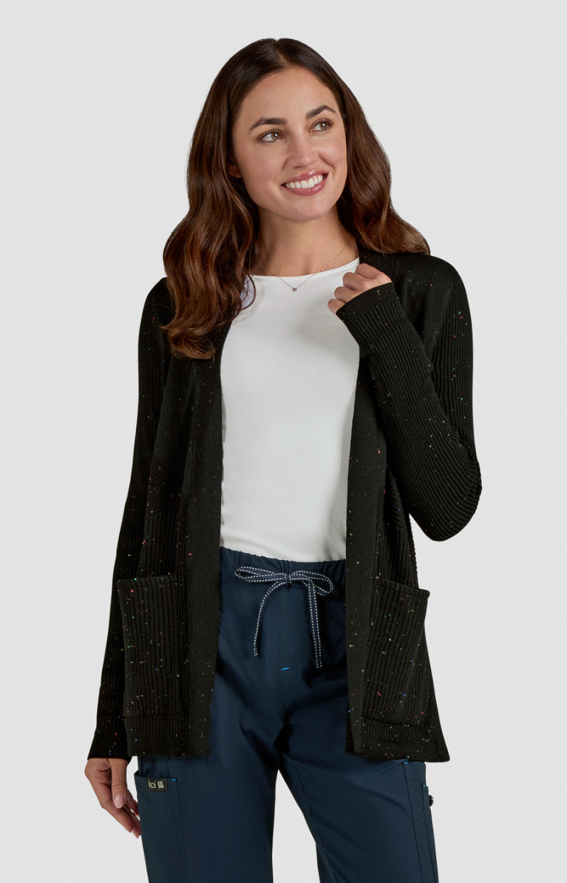 Essentials 463 Kori Sweater Black Multi-Color Speckled Dots