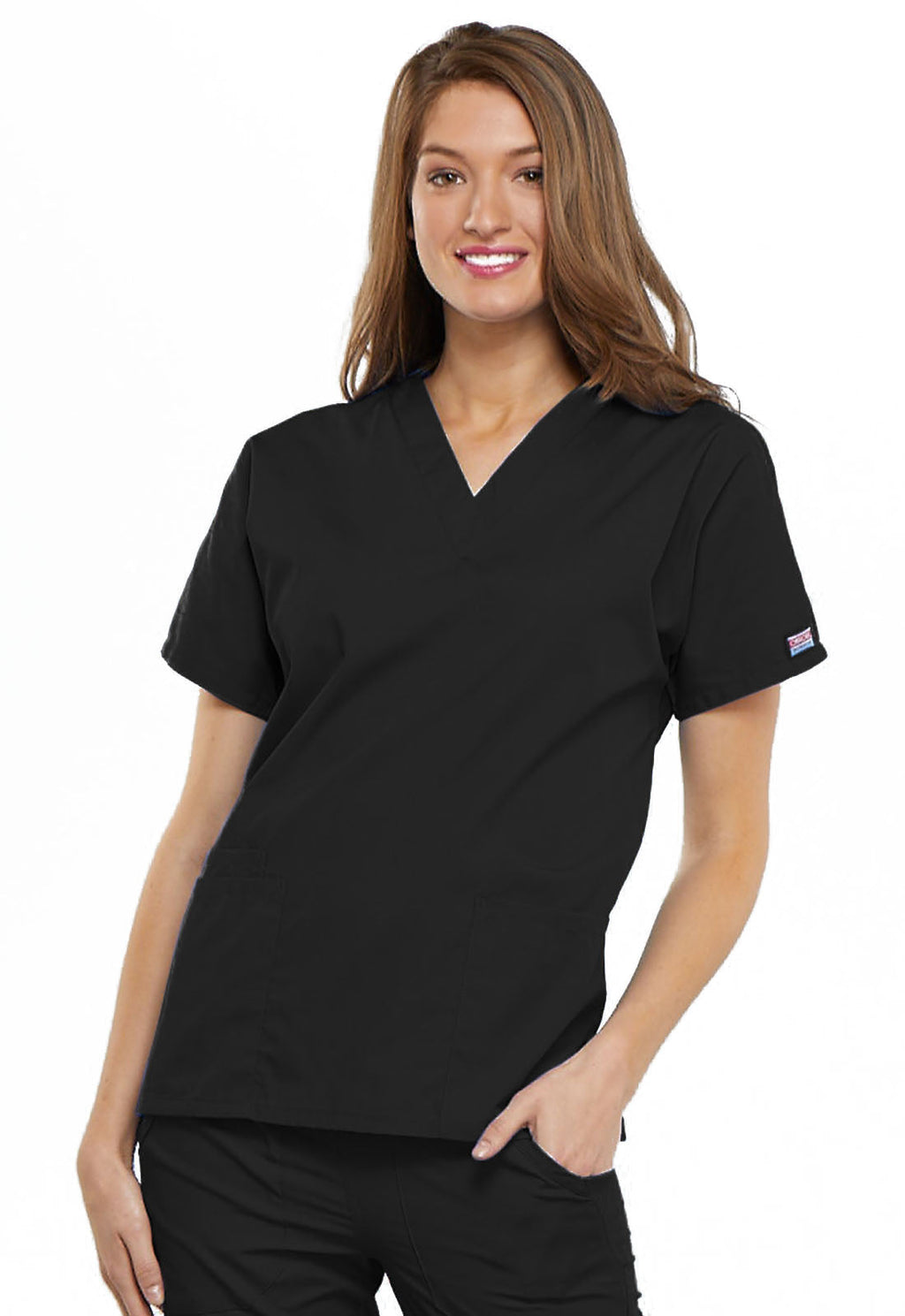 Workwear Originals 4700 Women's V-Neck Scrub Top Black