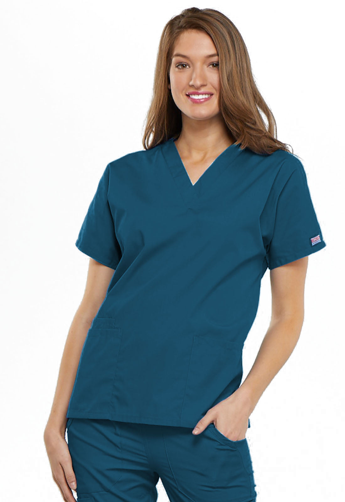 Workwear Originals 4700 Women's V-Neck Scrub Top Caribbean Blue
