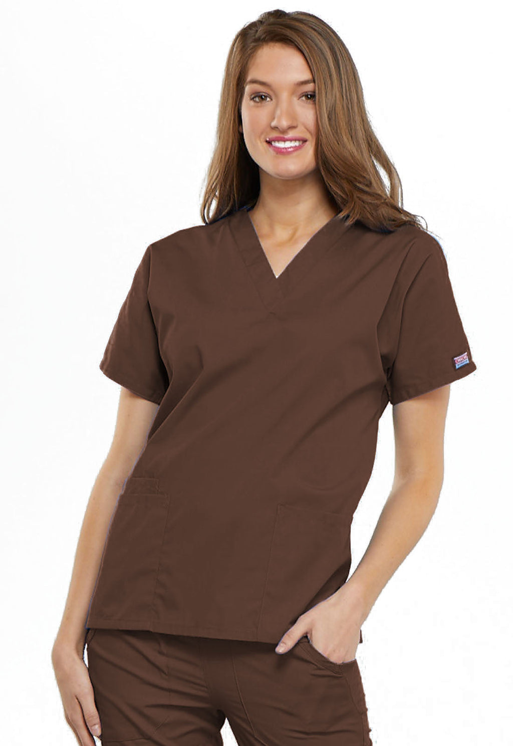 Workwear Originals 4700 Women's V-Neck Scrub Top Chocolate