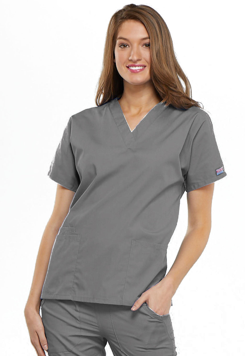 Workwear Originals 4700 Women's V-Neck Scrub Top Grey