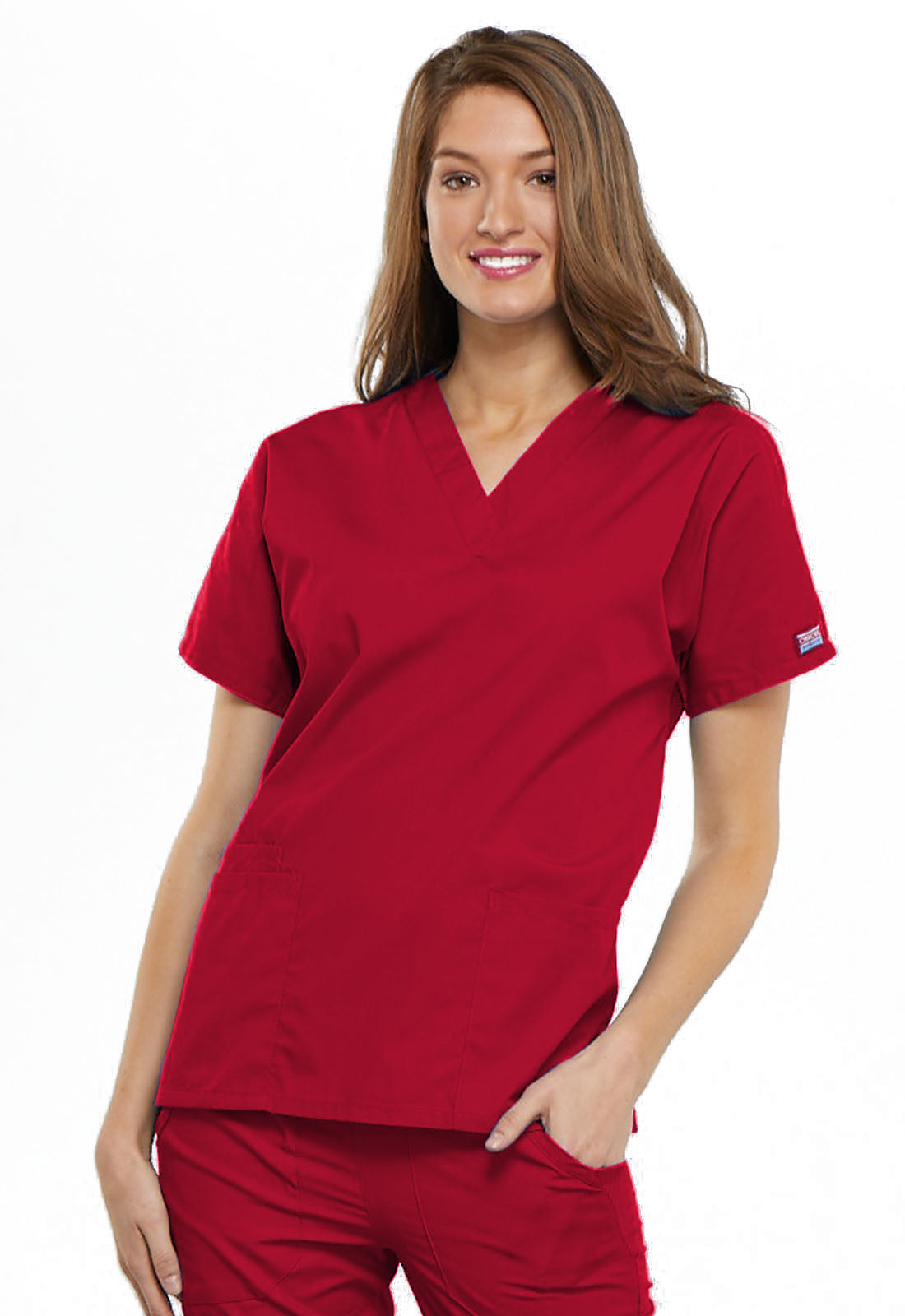 Workwear Originals 4700 Women's V-Neck Scrub Top Red