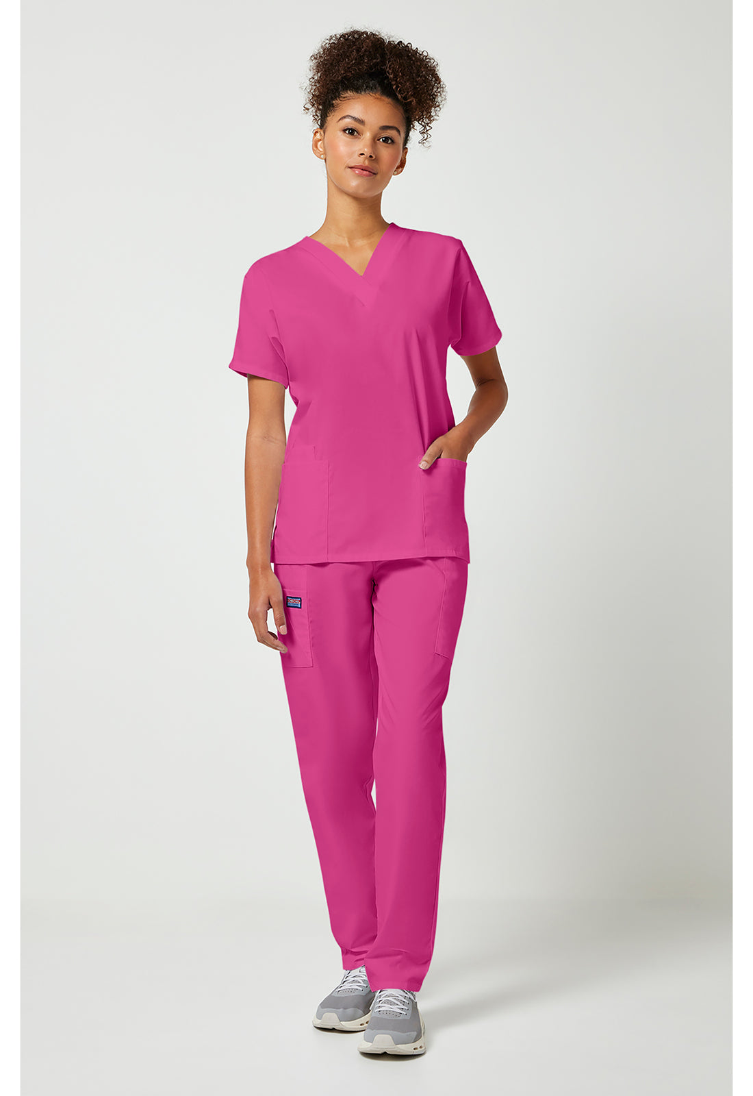 Workwear Originals 4700 Women's V-Neck Scrub Top Shocking Pink
