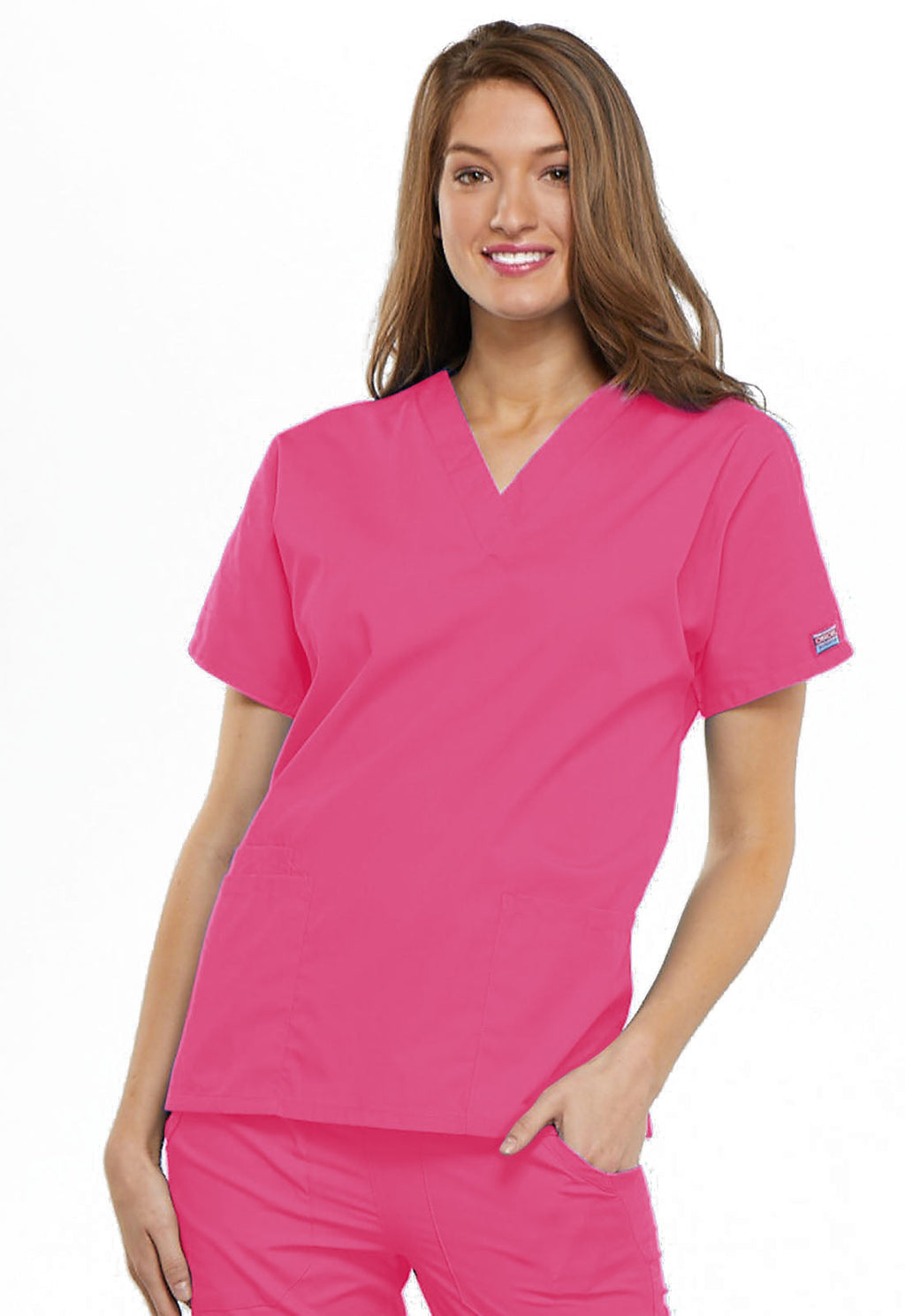 Workwear Originals 4700 Women's V-Neck Scrub Top Shocking Pink