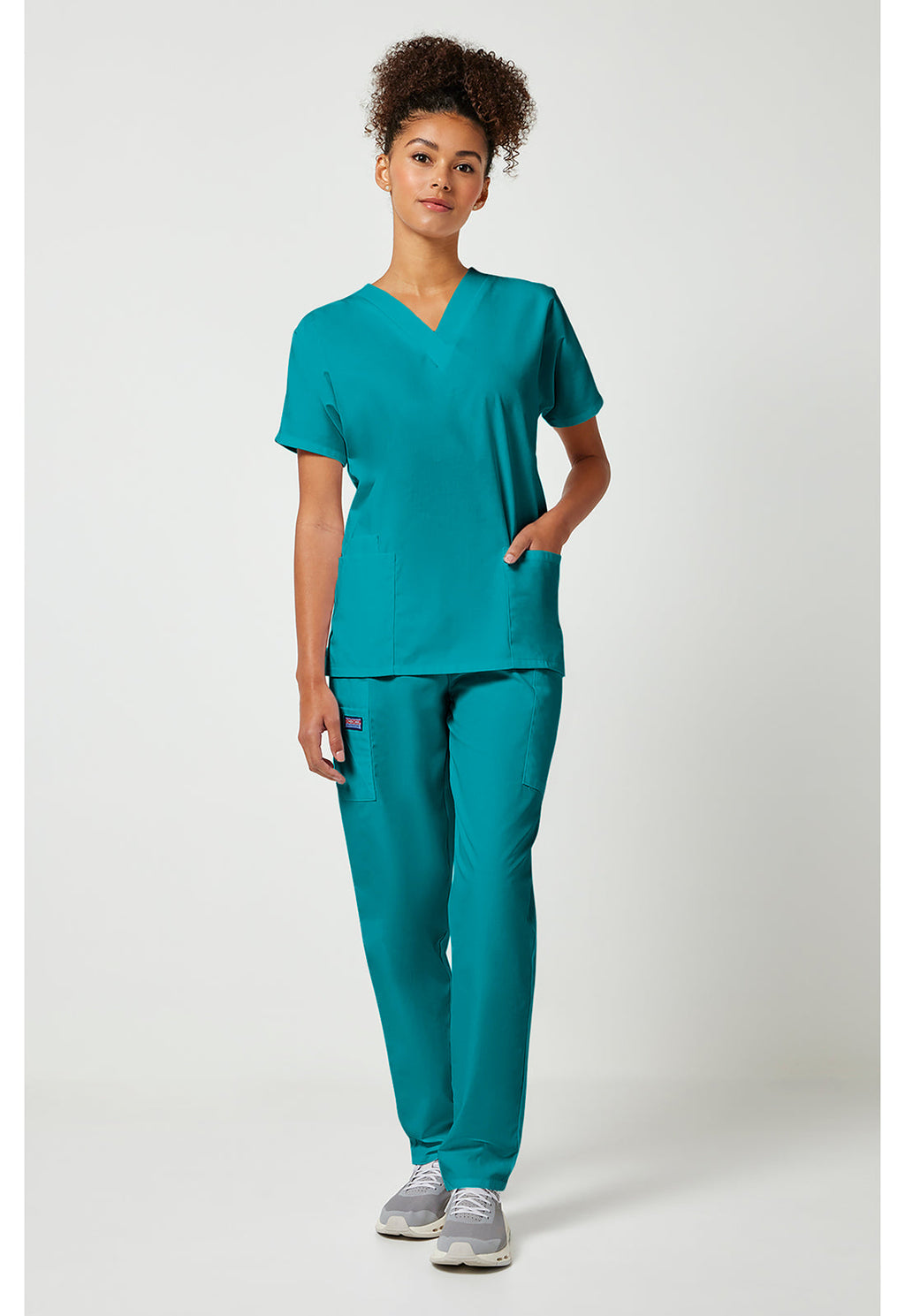 Workwear Originals 4700 Women's V-Neck Scrub Top Teal Blue