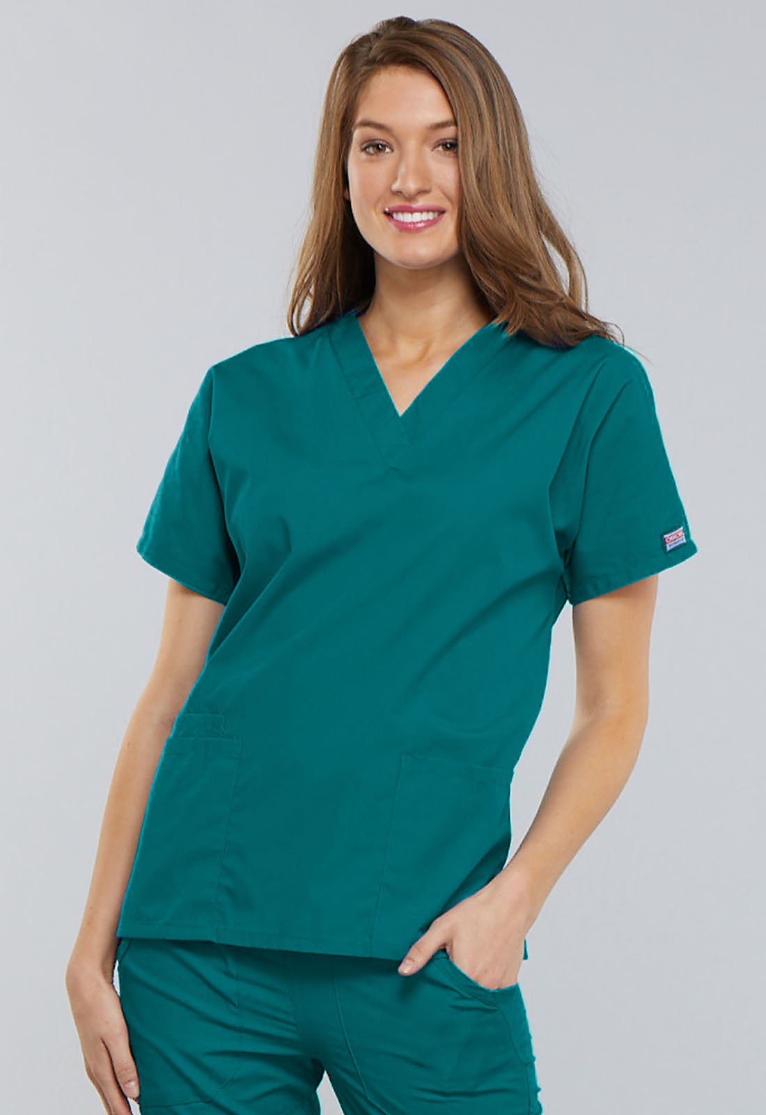 Workwear Originals 4700 Women's V-Neck Scrub Top Teal Blue
