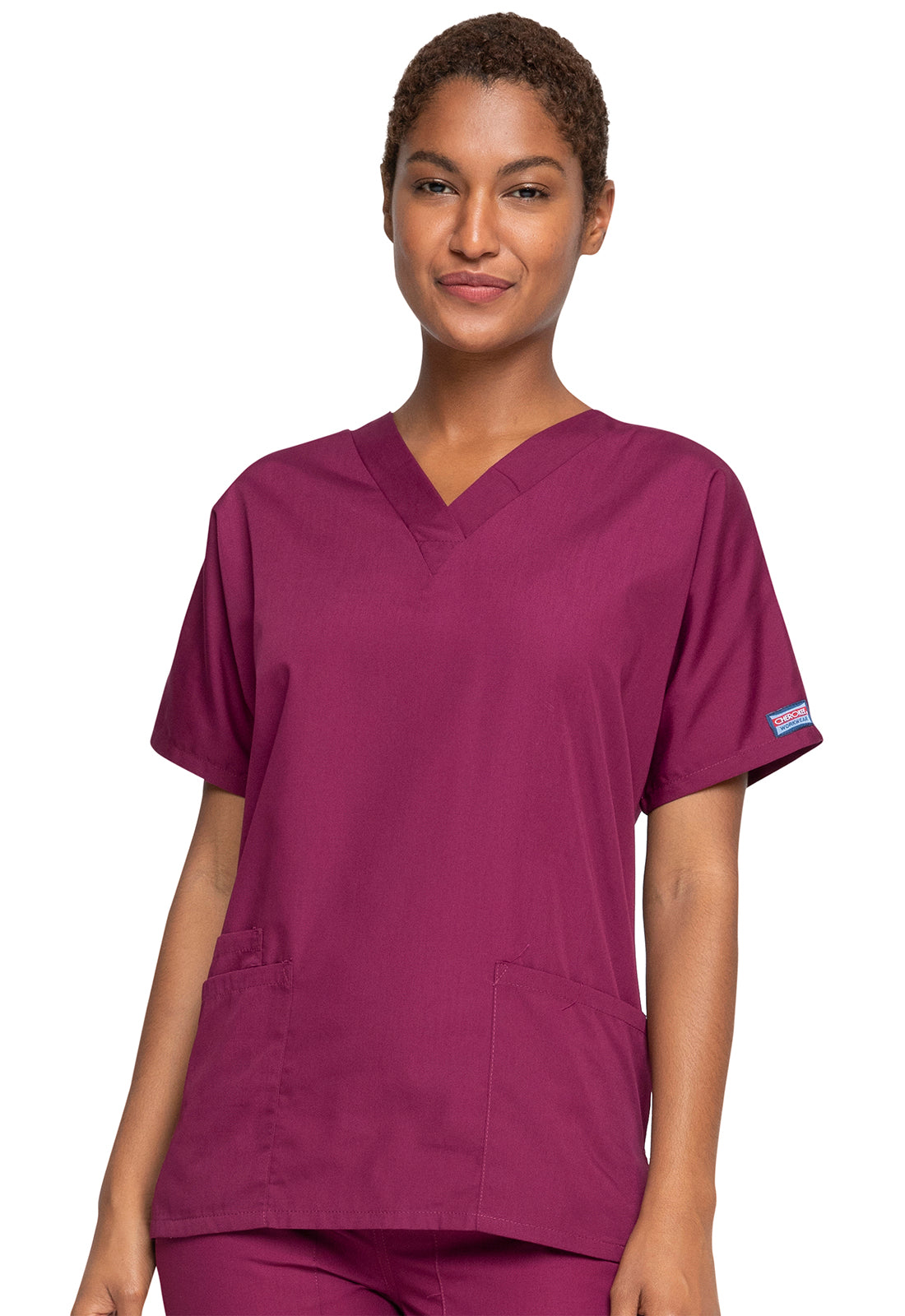 Workwear Originals 4700 Women's V-Neck Scrub Top Wine