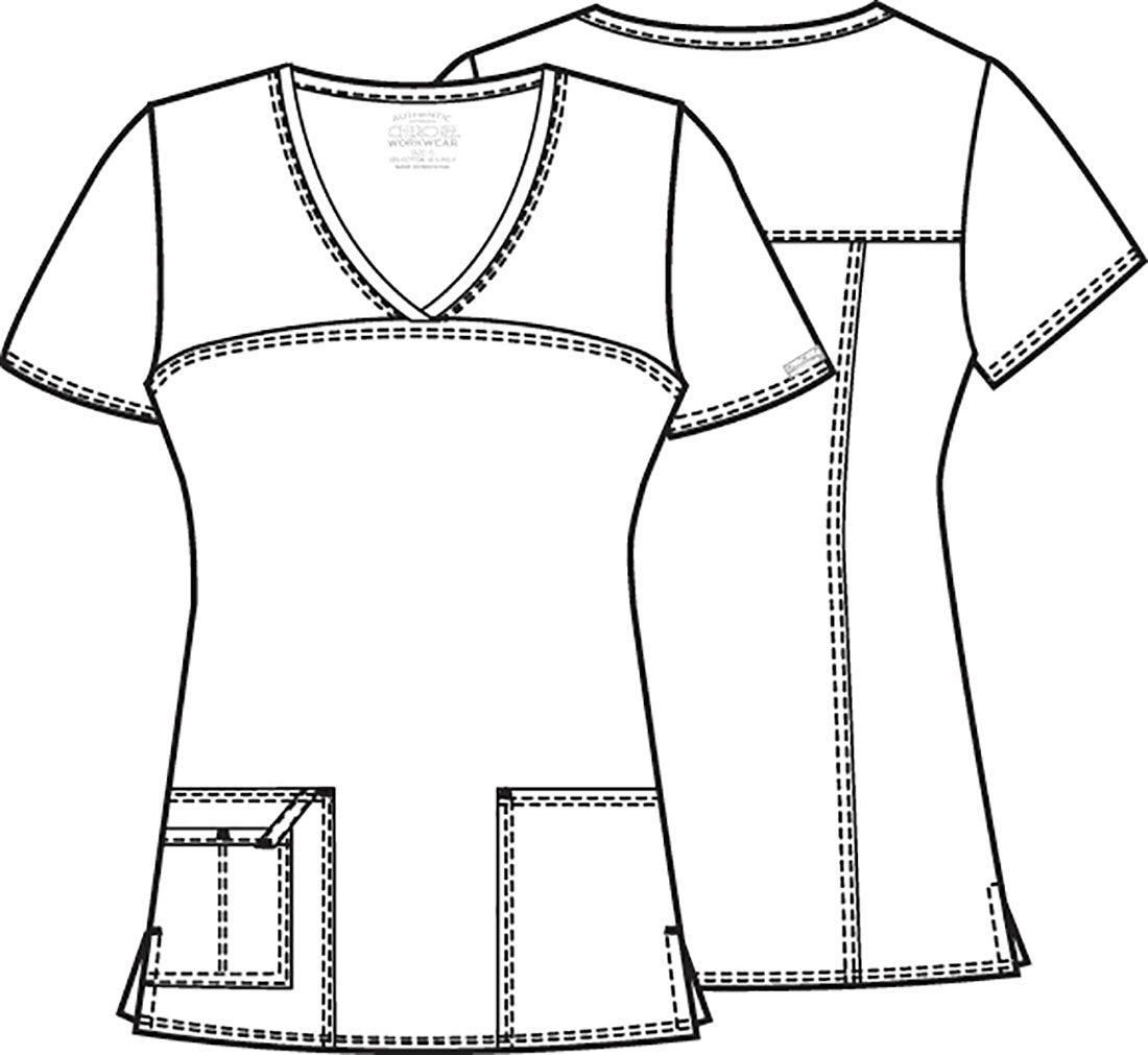 Workwear Core Stretch 4727 Women's V-Neck Scrub Top White