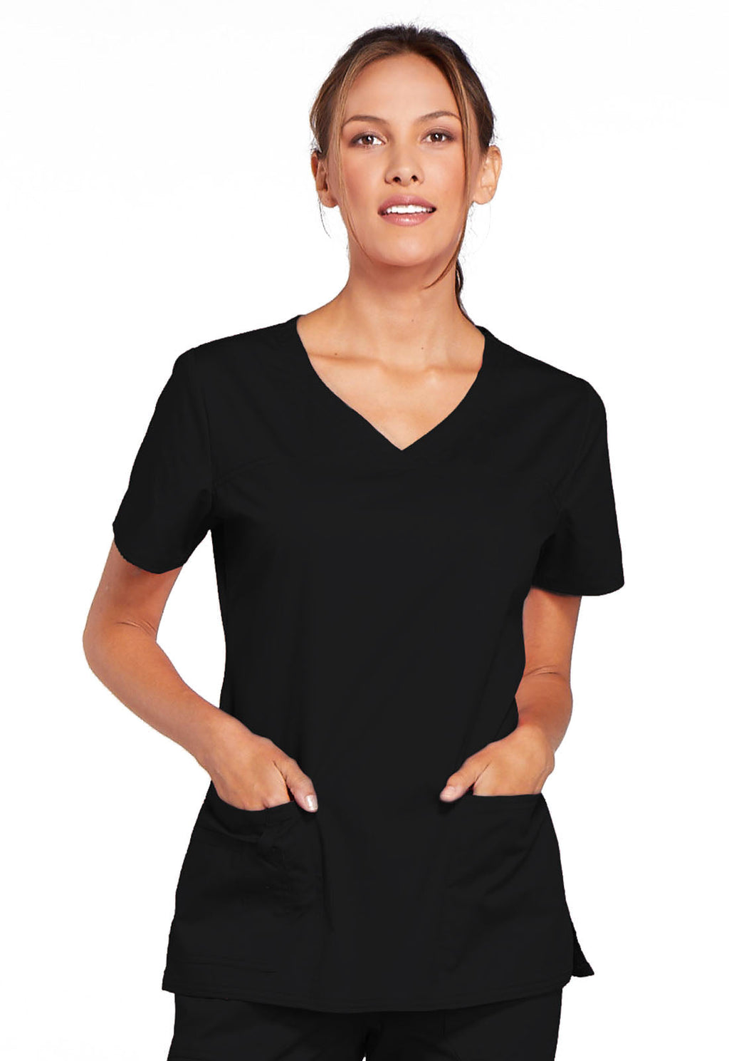 Workwear Core Stretch 4727 Women's V-Neck Scrub Top Black