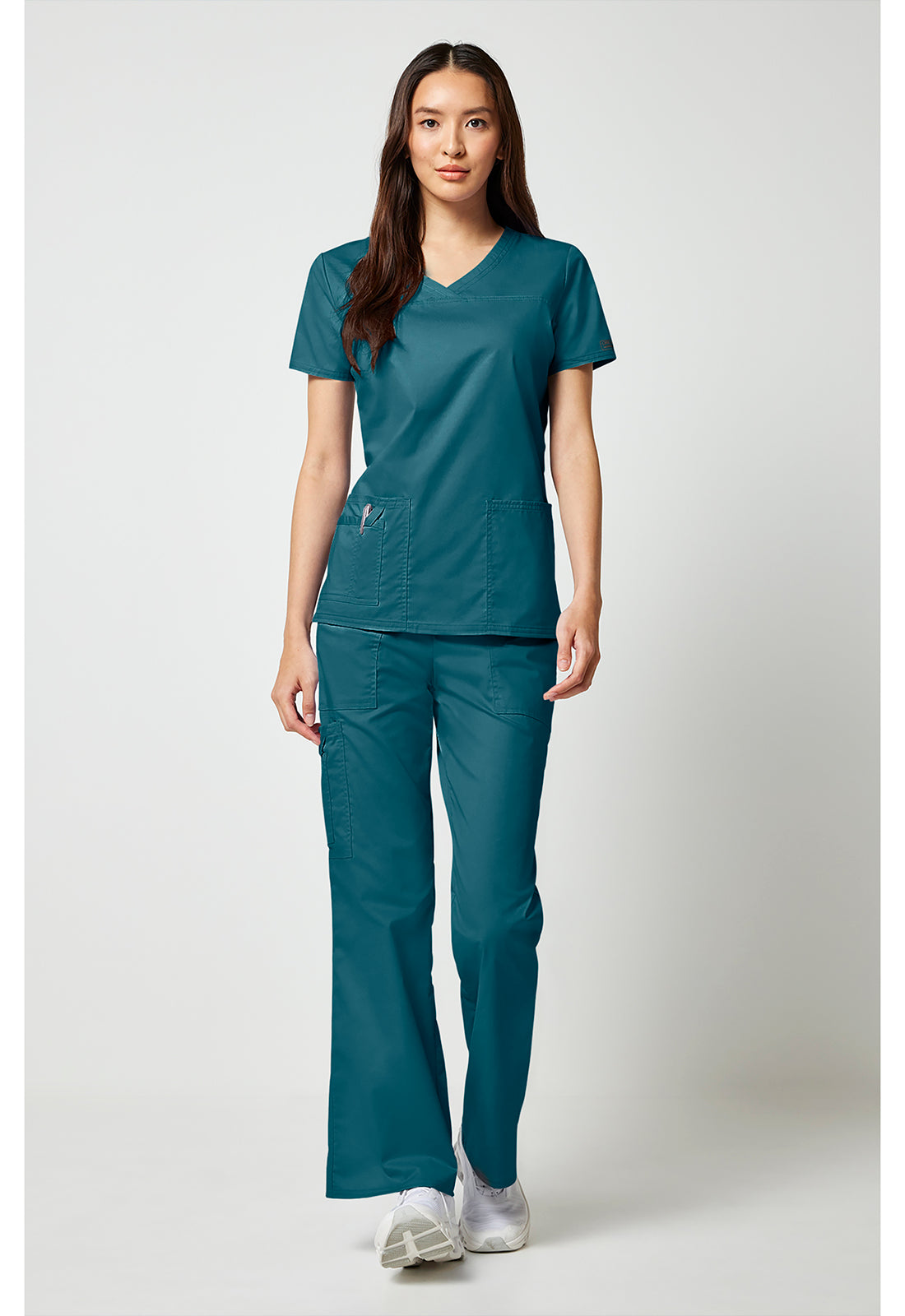Workwear Core Stretch 4727 Women's V-Neck Scrub Top Caribbean Blue