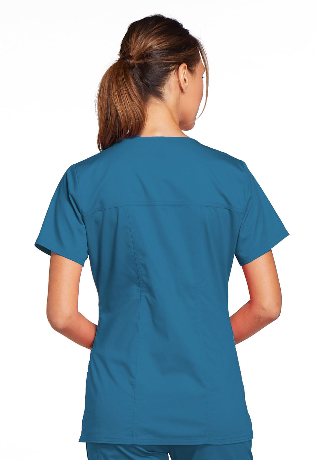 Workwear Core Stretch 4727 Women's V-Neck Scrub Top Caribbean Blue
