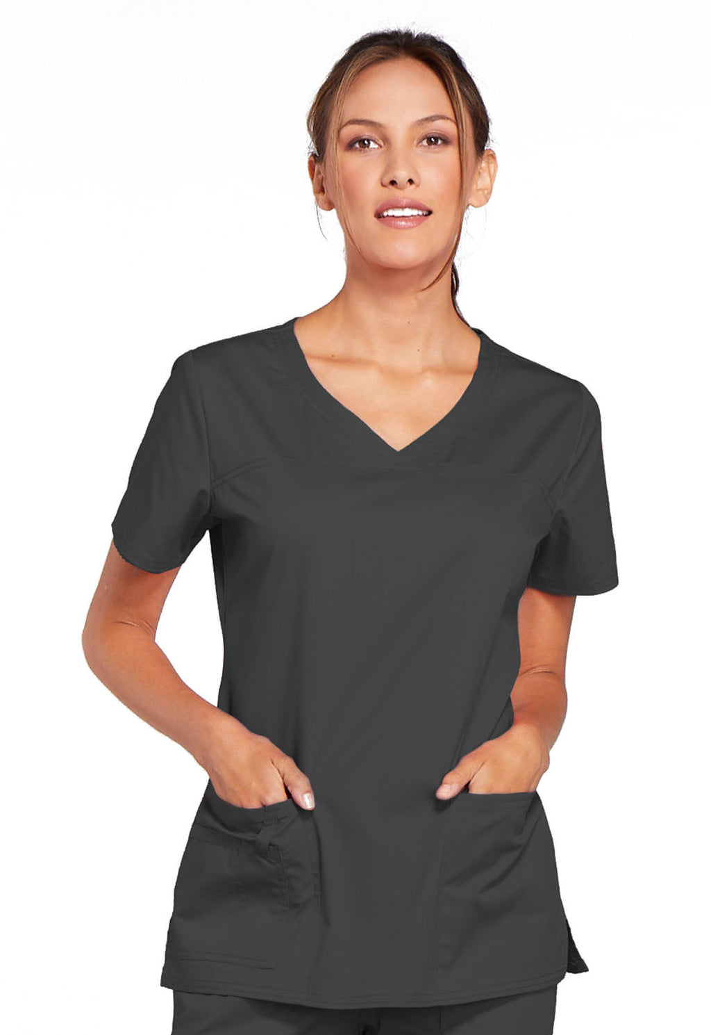 Workwear Core Stretch 4727 Women's V-Neck Scrub Top Pewter