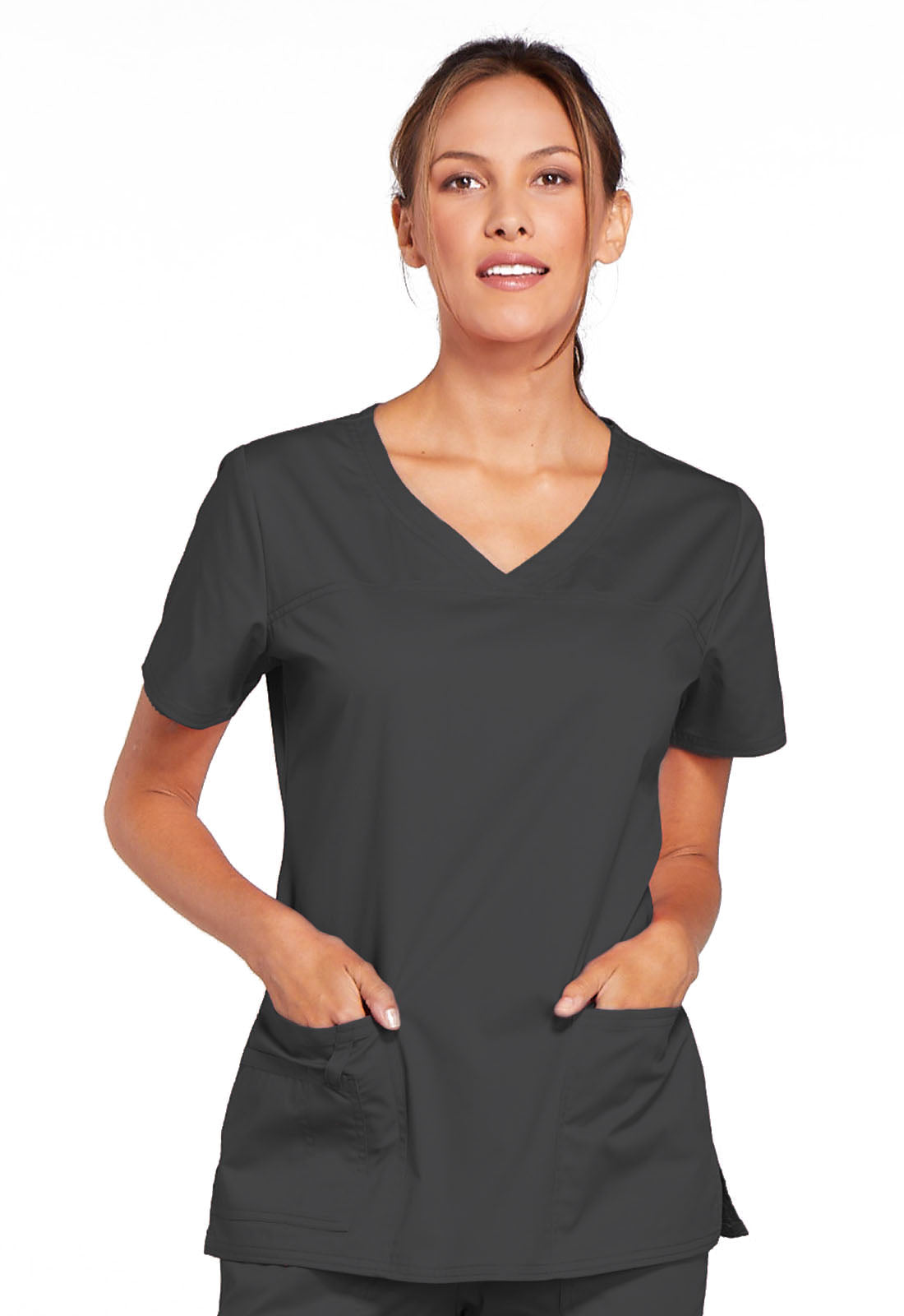 Workwear Core Stretch 4727 Women's V-Neck Scrub Top Pewter