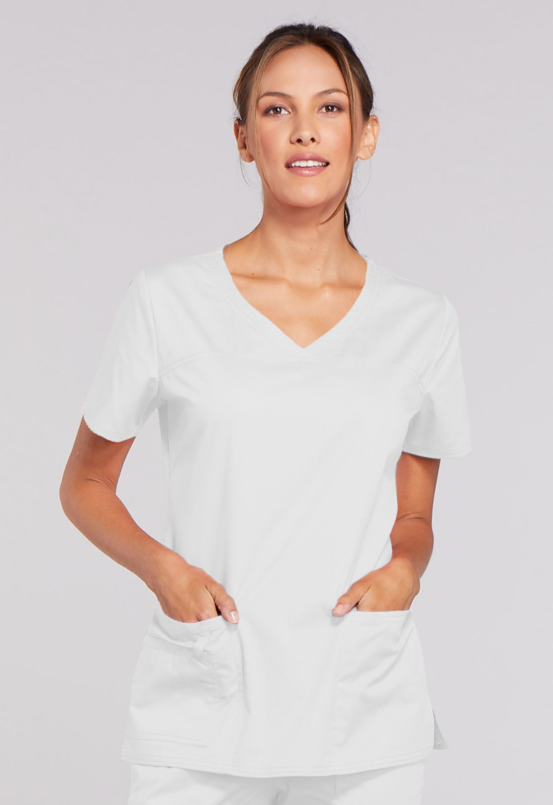 Workwear Core Stretch 4727 Women's V-Neck Scrub Top White
