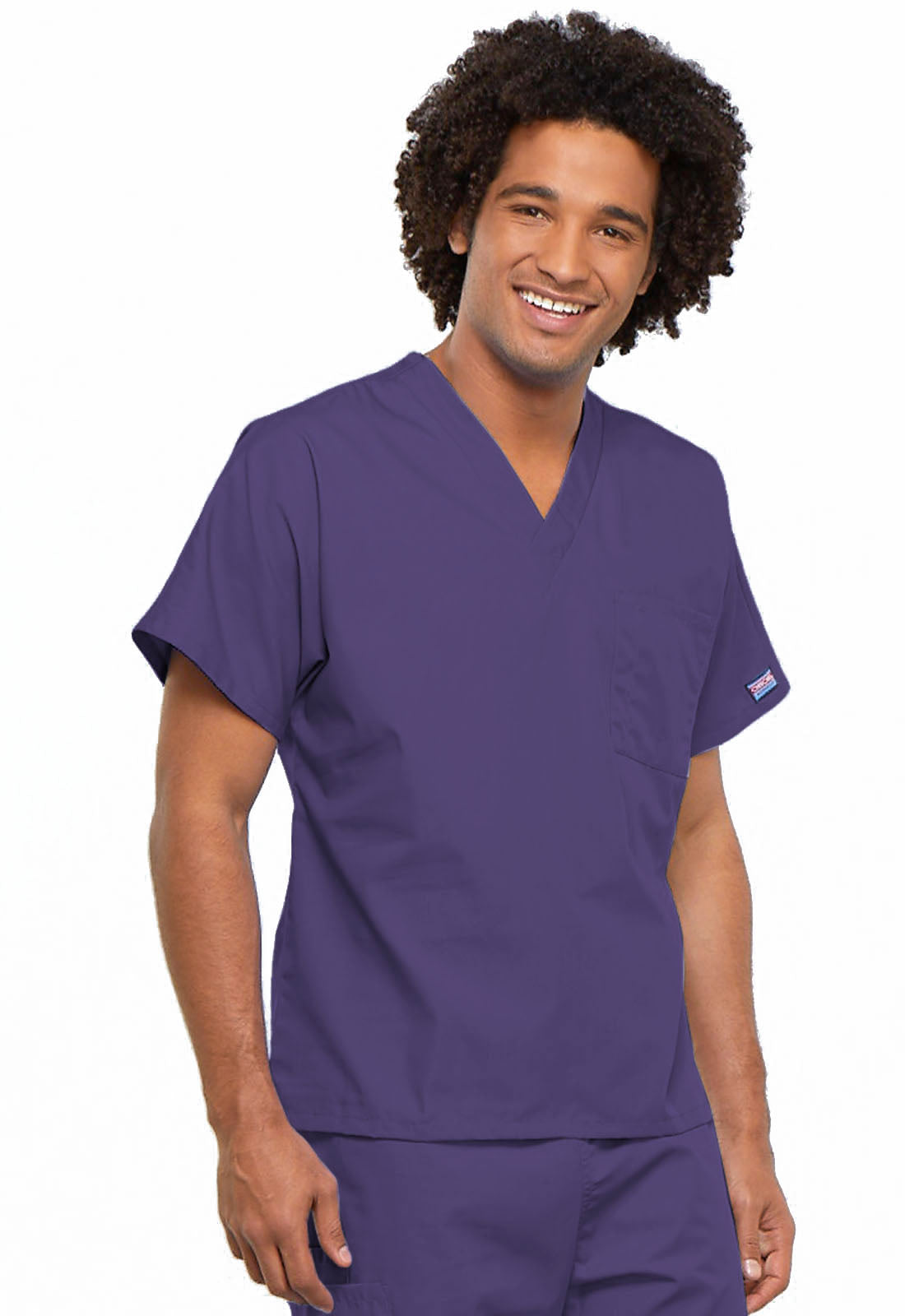 Originals 4777 Unisex V-Neck Tunic Grape Model Image Left Side | Cherokee Workwear