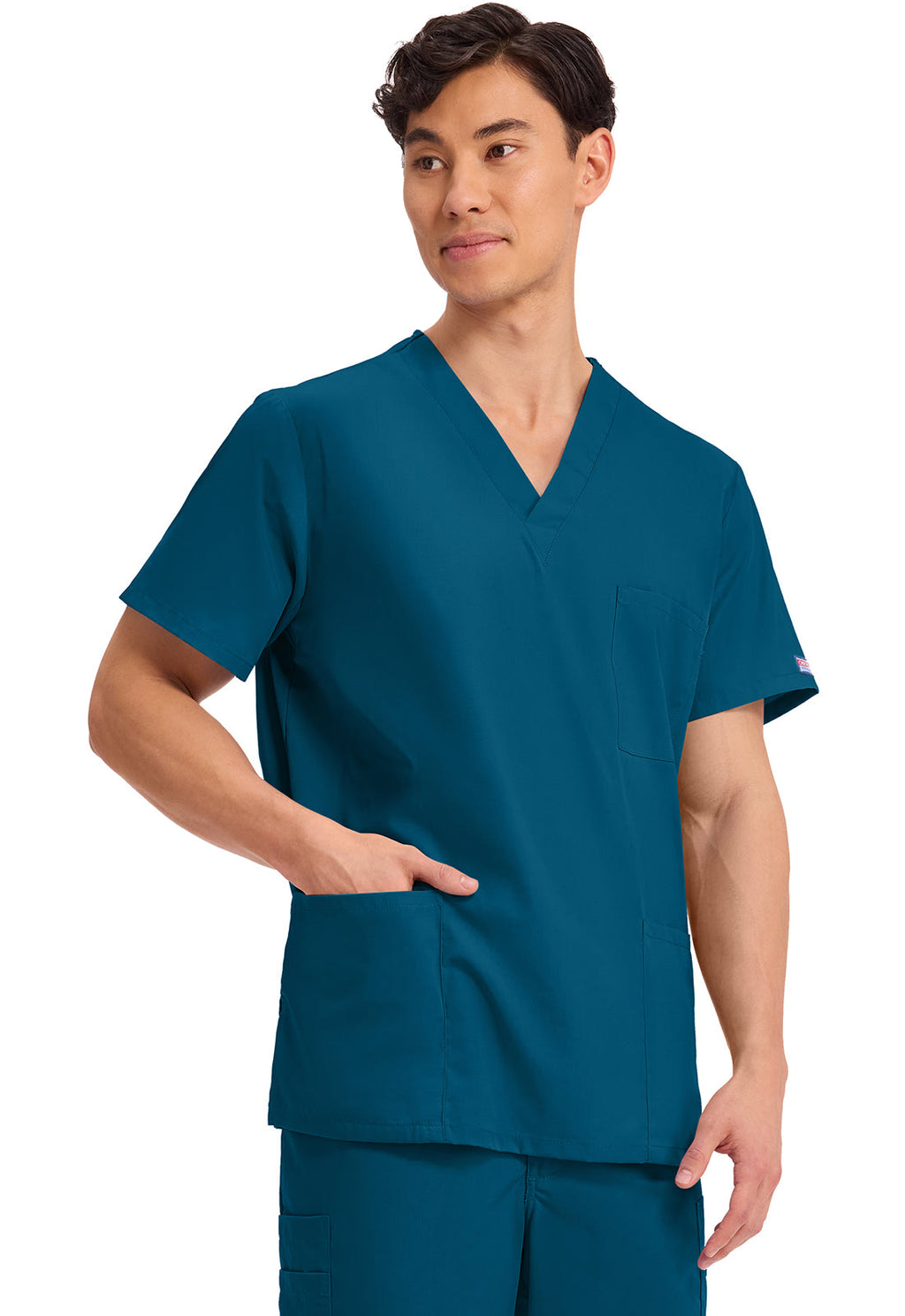 Workwear Originals 4876 Unisex Unisex V-Neck Scrub Top Caribbean Blue