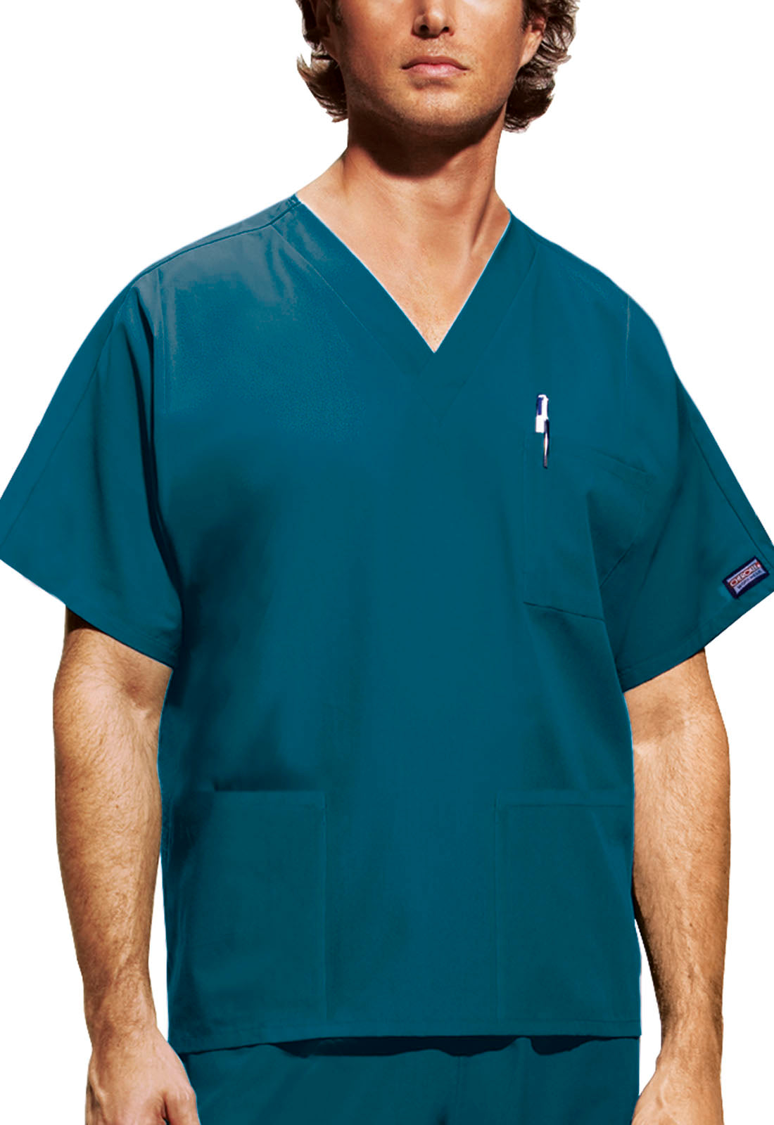 Workwear Originals 4876 Unisex Unisex V-Neck Scrub Top Caribbean Blue