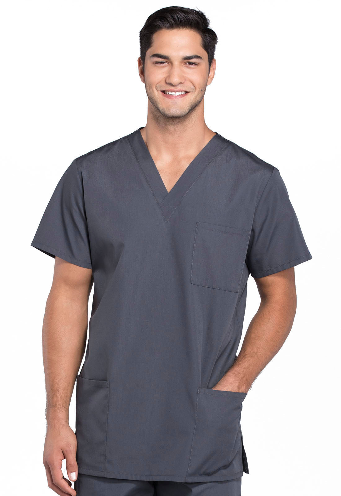 Workwear Originals 4876 Unisex Unisex V-Neck Scrub Top Pewter