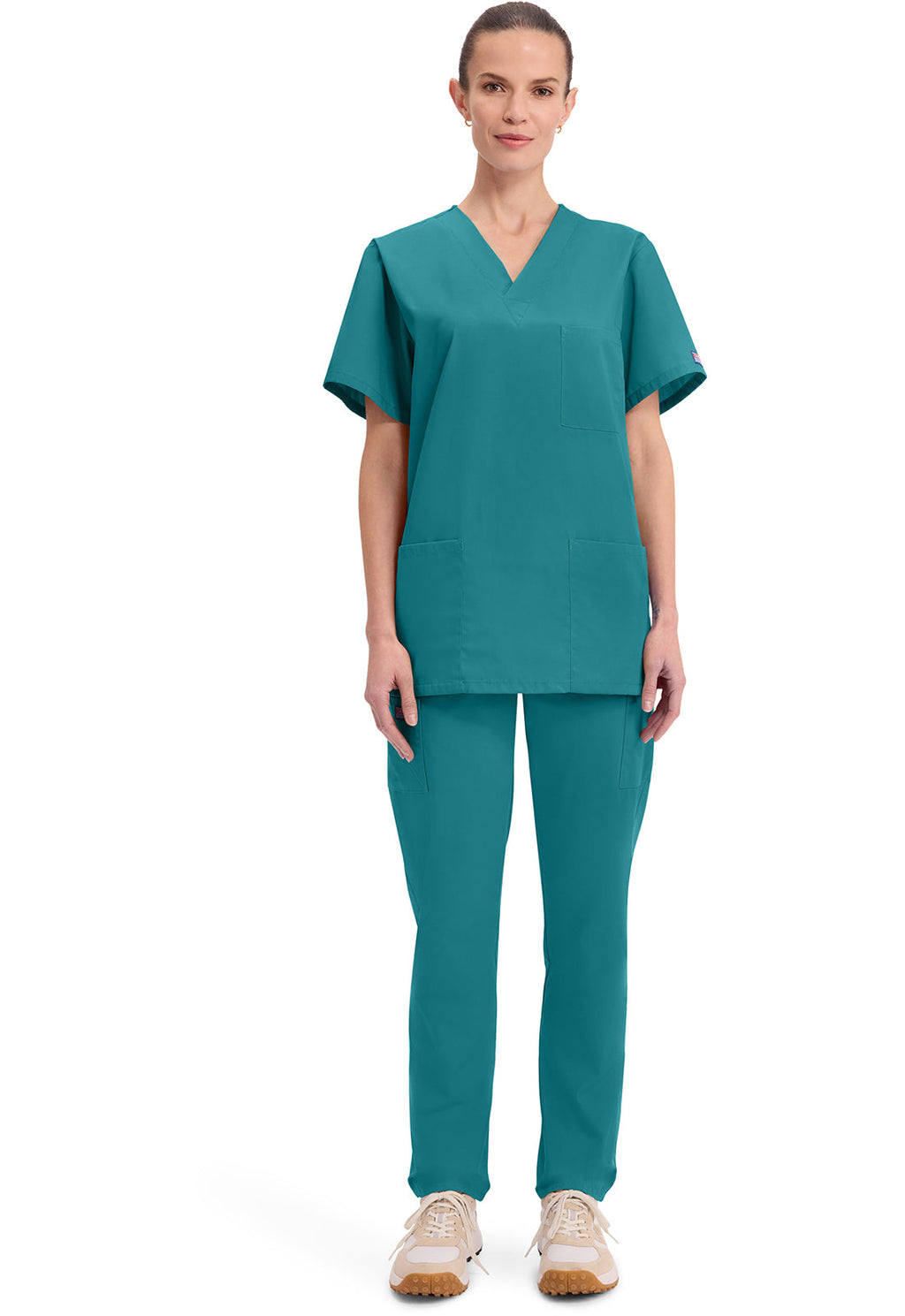 Workwear Originals 4876 Unisex Unisex V-Neck Scrub Top Teal Blue