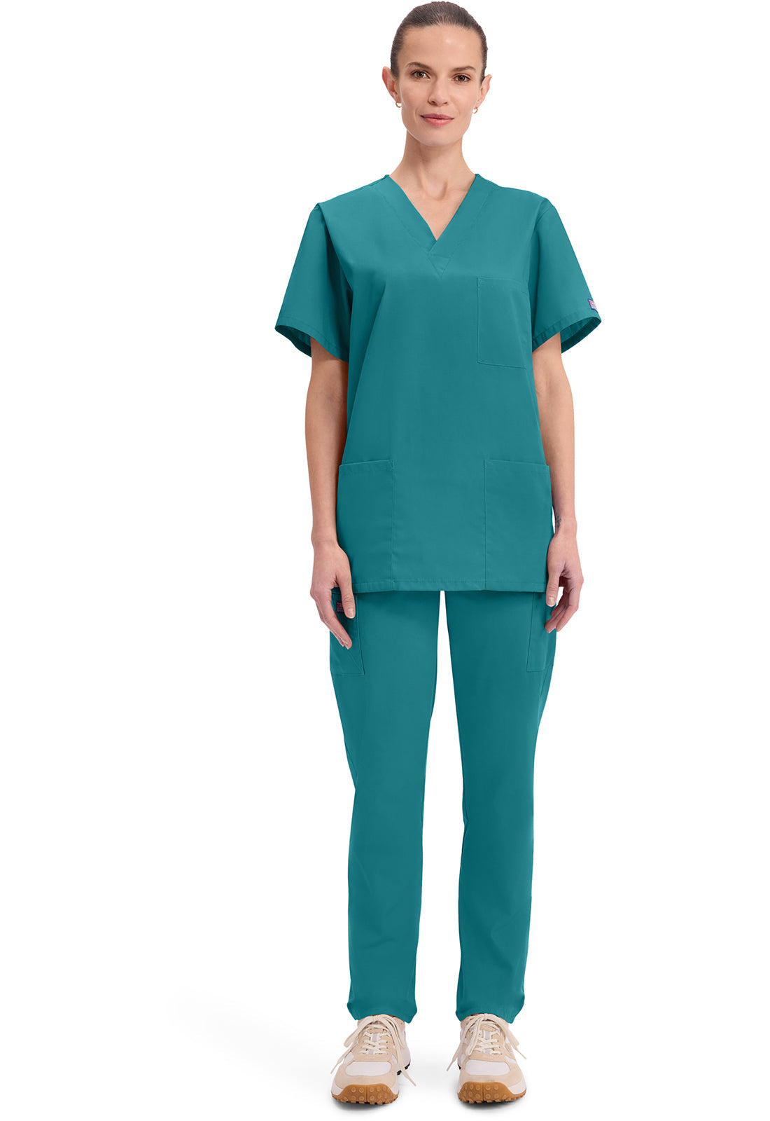 Workwear Originals 4876 Unisex Unisex V-Neck Scrub Top Teal Blue