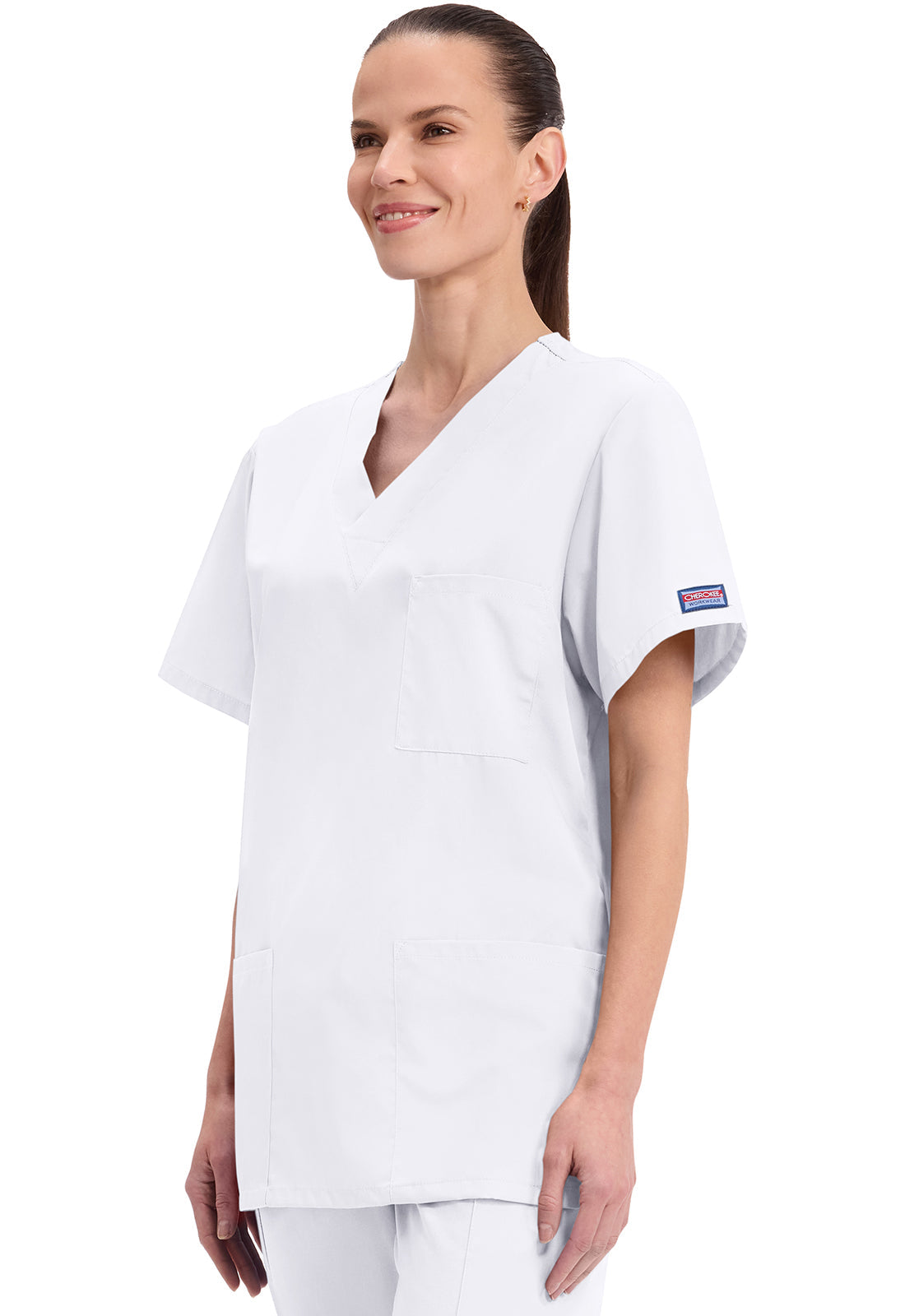 Workwear Originals 4876 Unisex Unisex V-Neck Scrub Top White