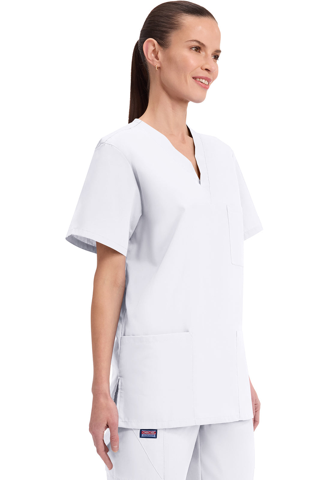 Workwear Originals 4876 Unisex Unisex V-Neck Scrub Top White