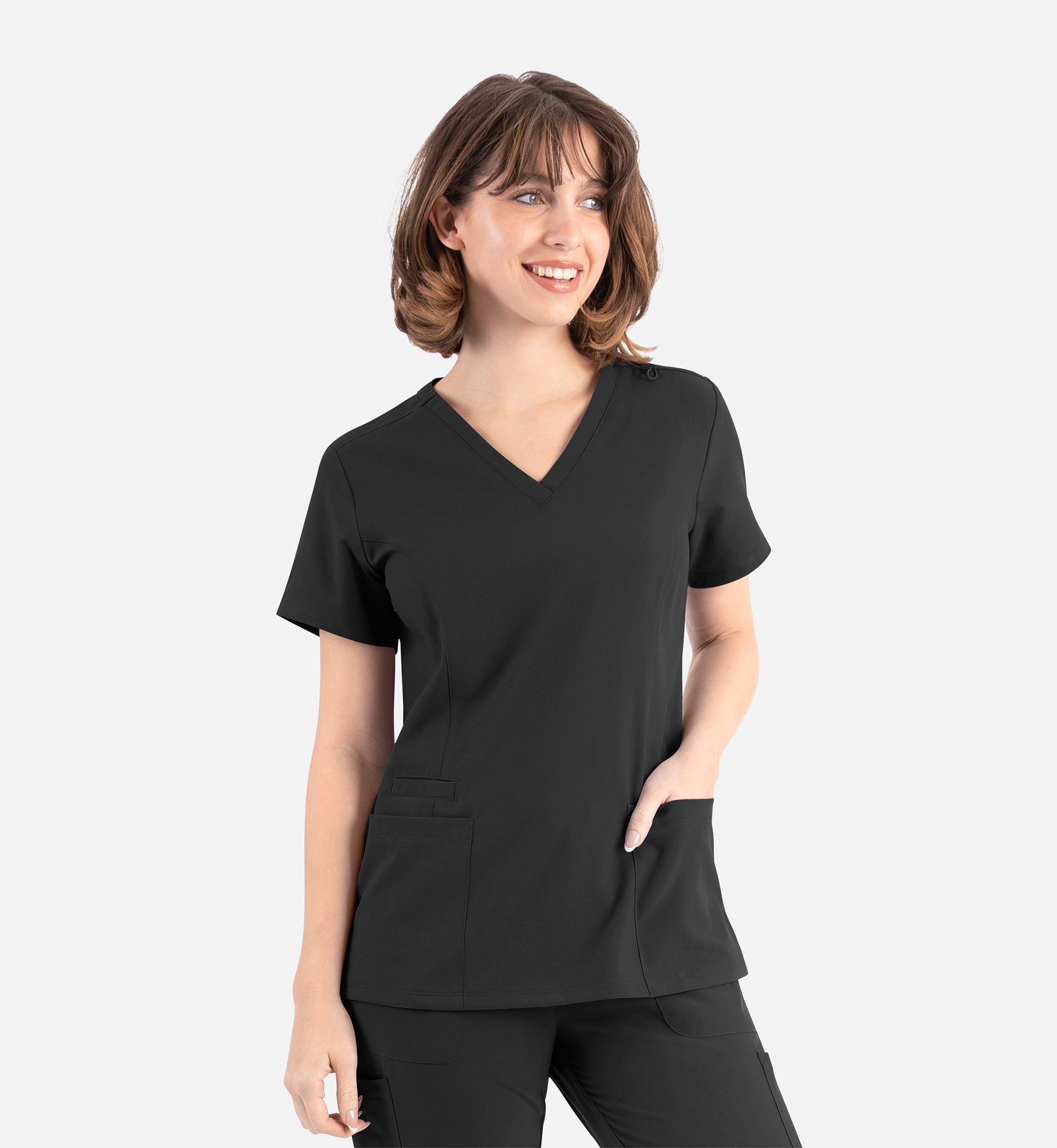 Momentum 5001 Women's Double V-Neck Top Black