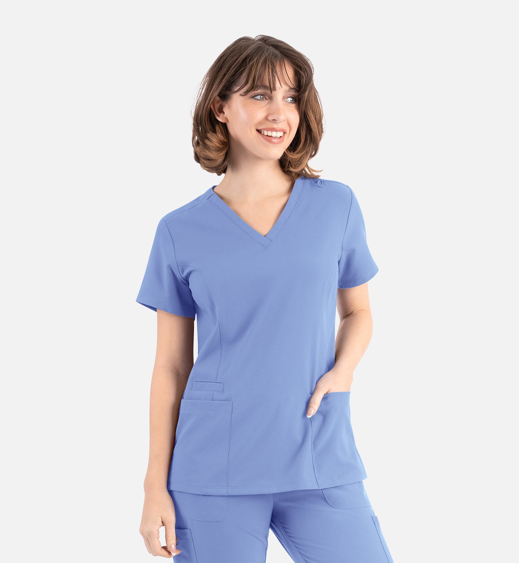 Momentum 5001 Women's Double V-Neck Top Ceil Blue