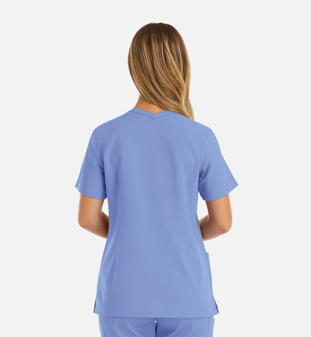 Momentum 5001 Women's Double V-Neck Top Ceil Blue
