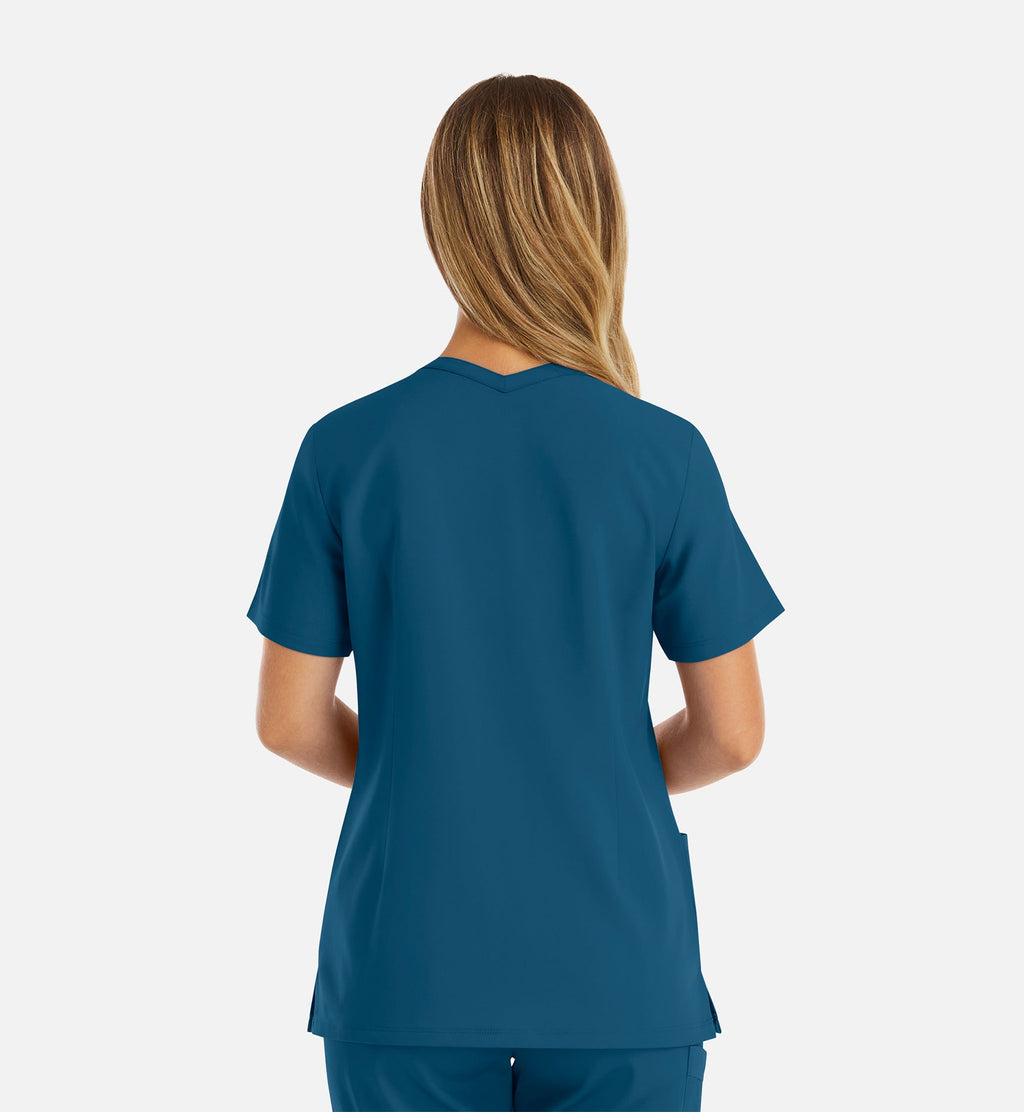Momentum 5001 Women's Double V-Neck Top Caribbean Blue
