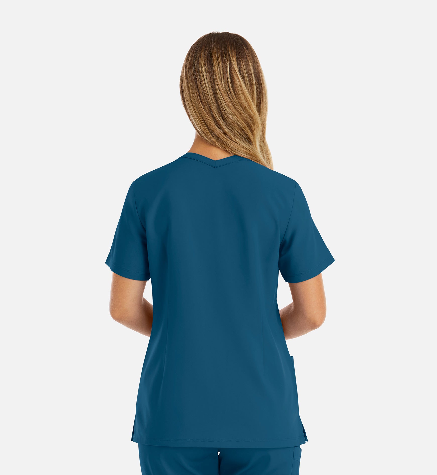 Momentum 5001 Women's Double V-Neck Top Caribbean Blue