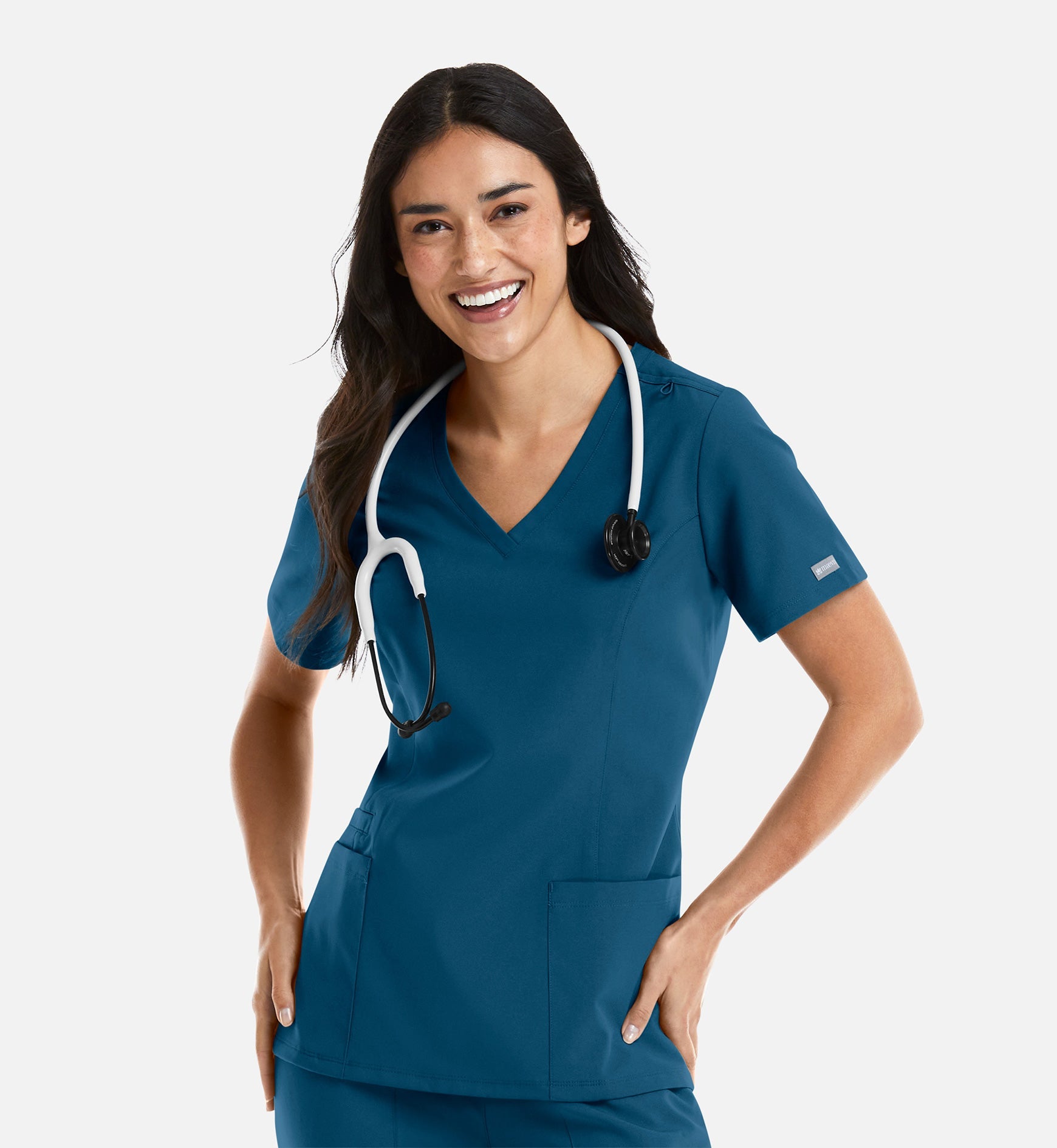 Momentum 5001 Women's Double V-Neck Top Caribbean Blue