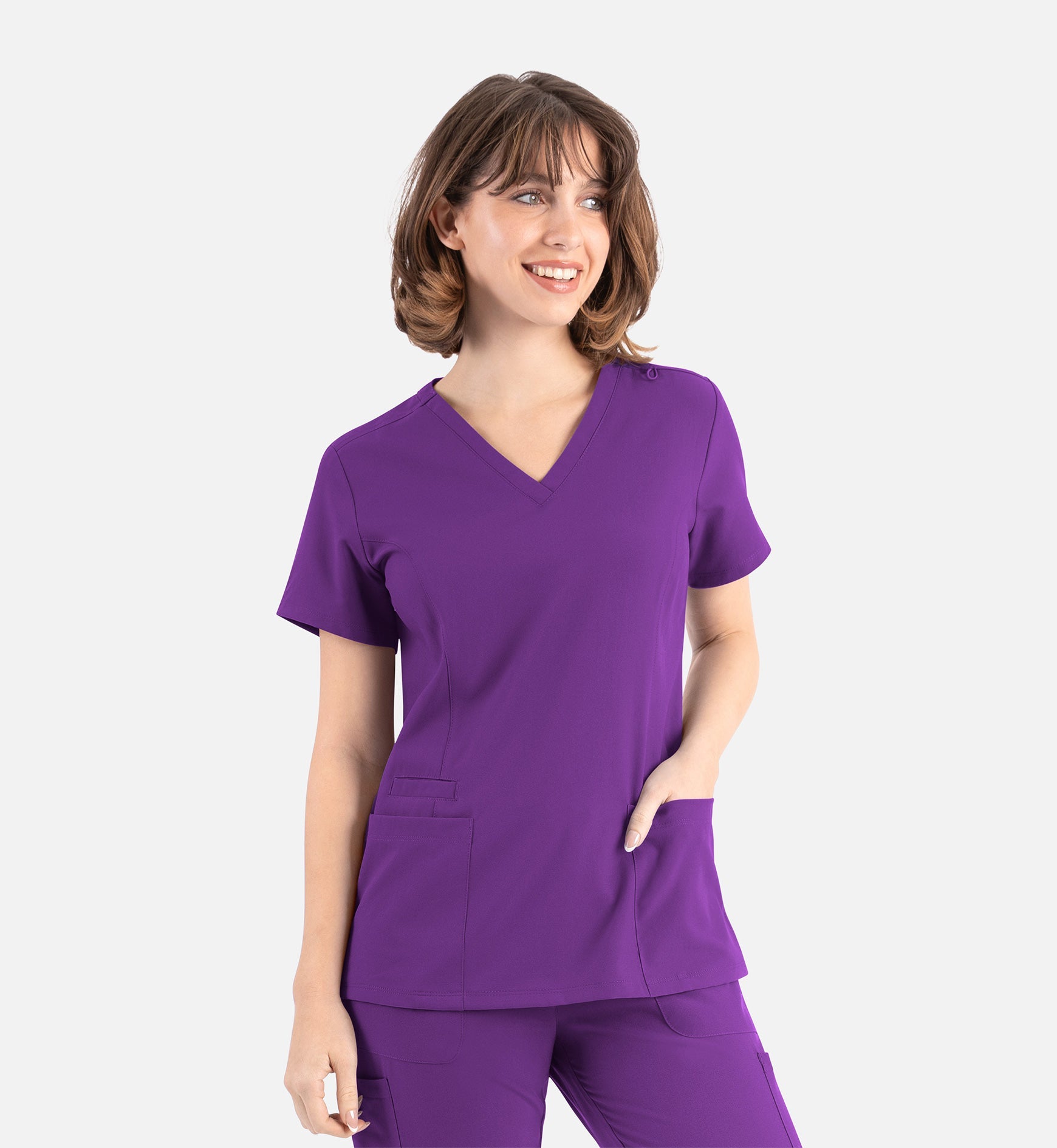 Momentum 5001 Women's Double V-Neck Top Eggplant