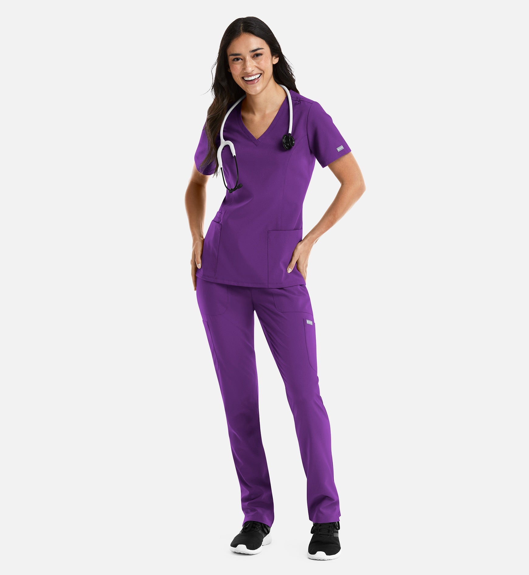 Momentum 5001 Women's Double V-Neck Top Eggplant