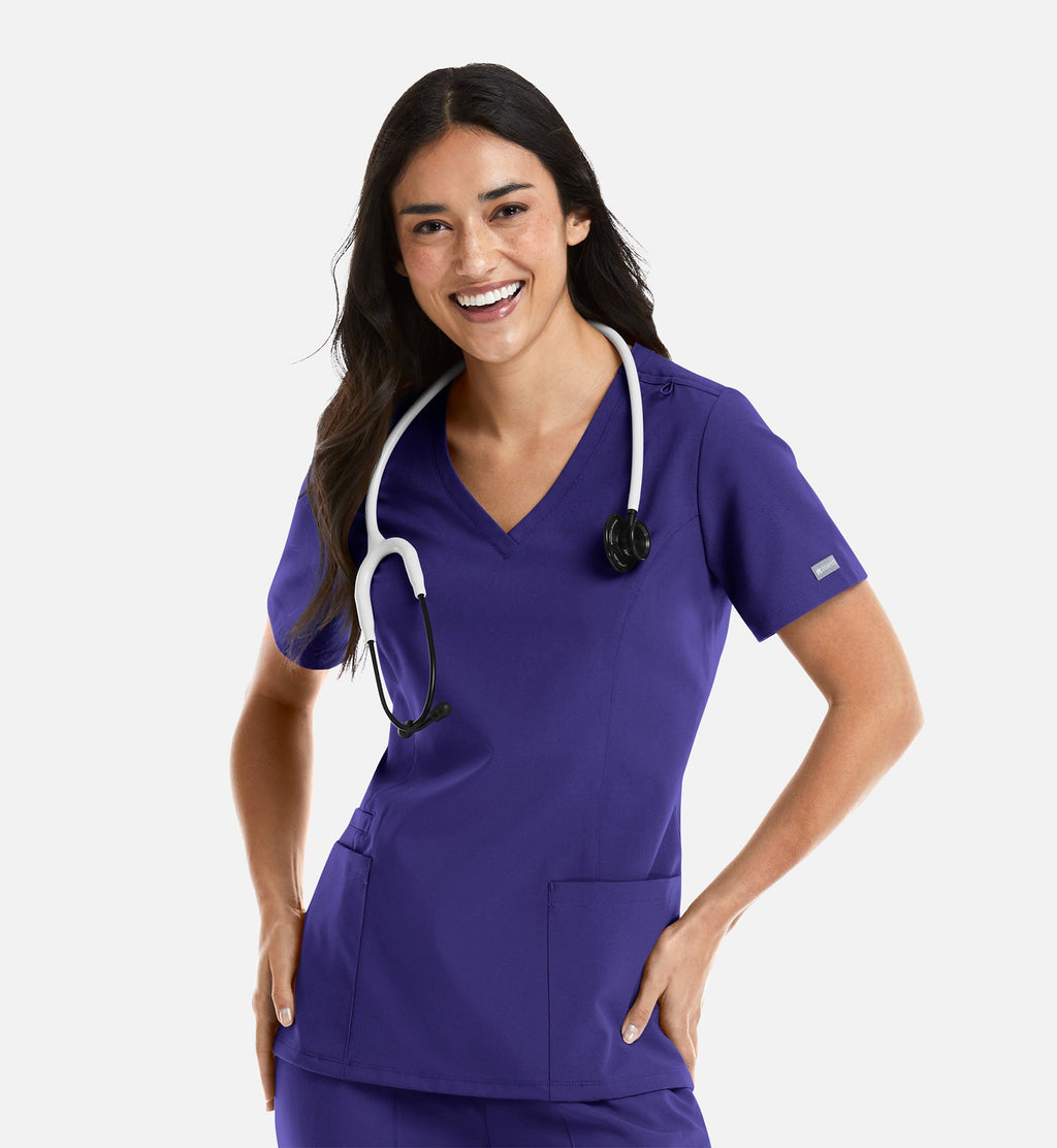 Momentum 5001 Women's Double V-Neck Top Grape