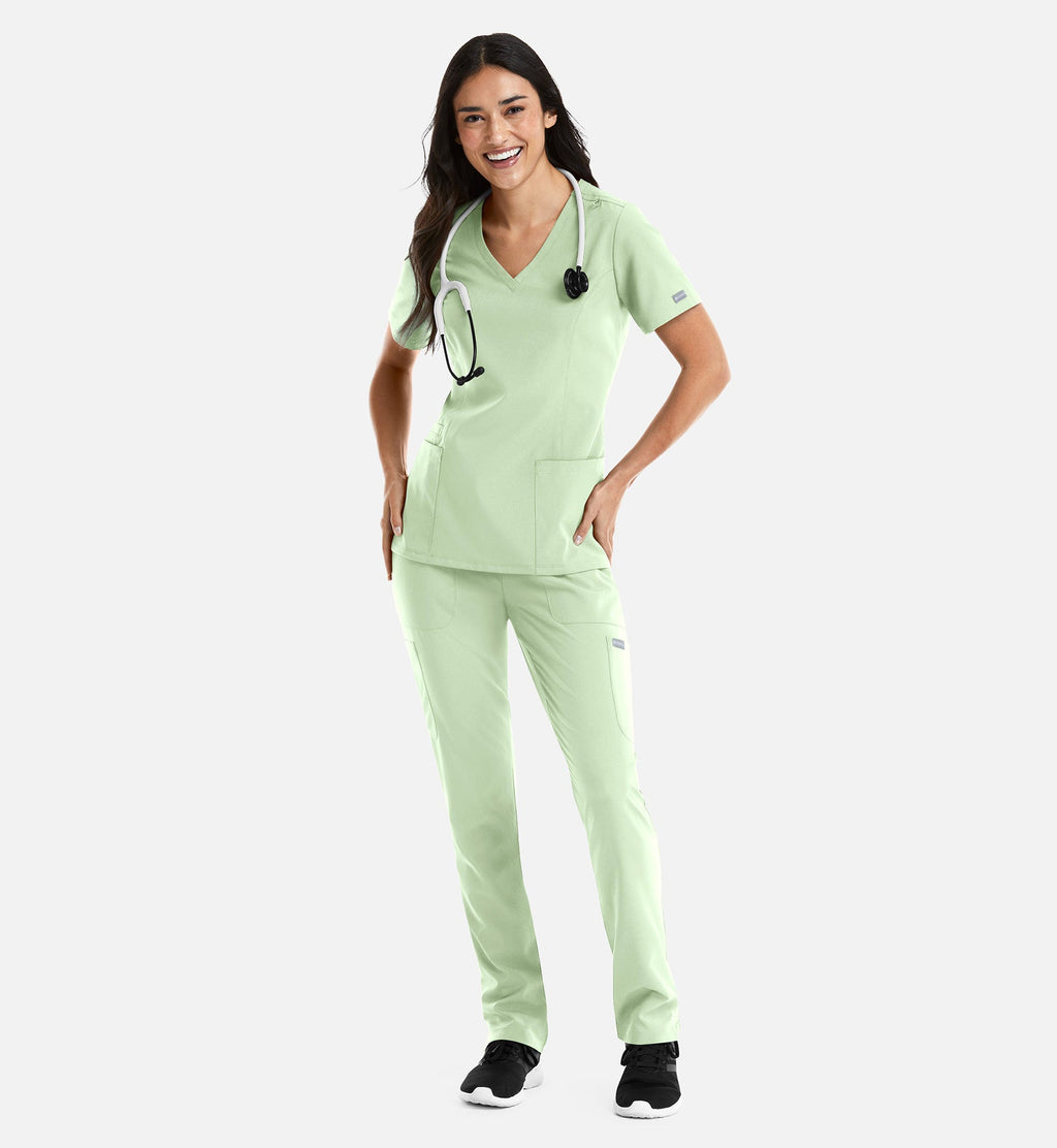 Momentum 5001 Womens Double V-Neck Top Honeydew