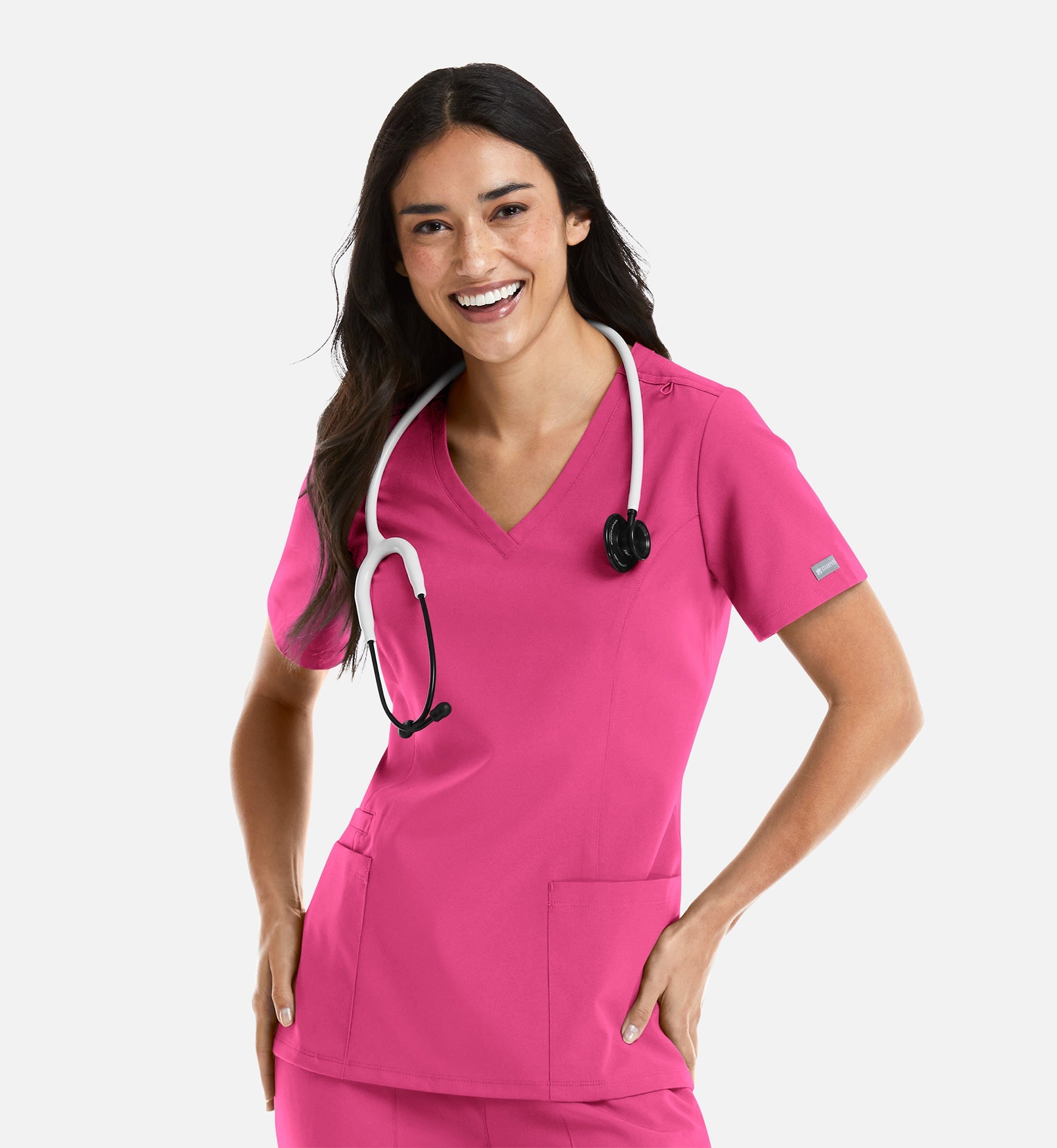 Momentum 5001 Women's Double V-Neck Top Hot Pink