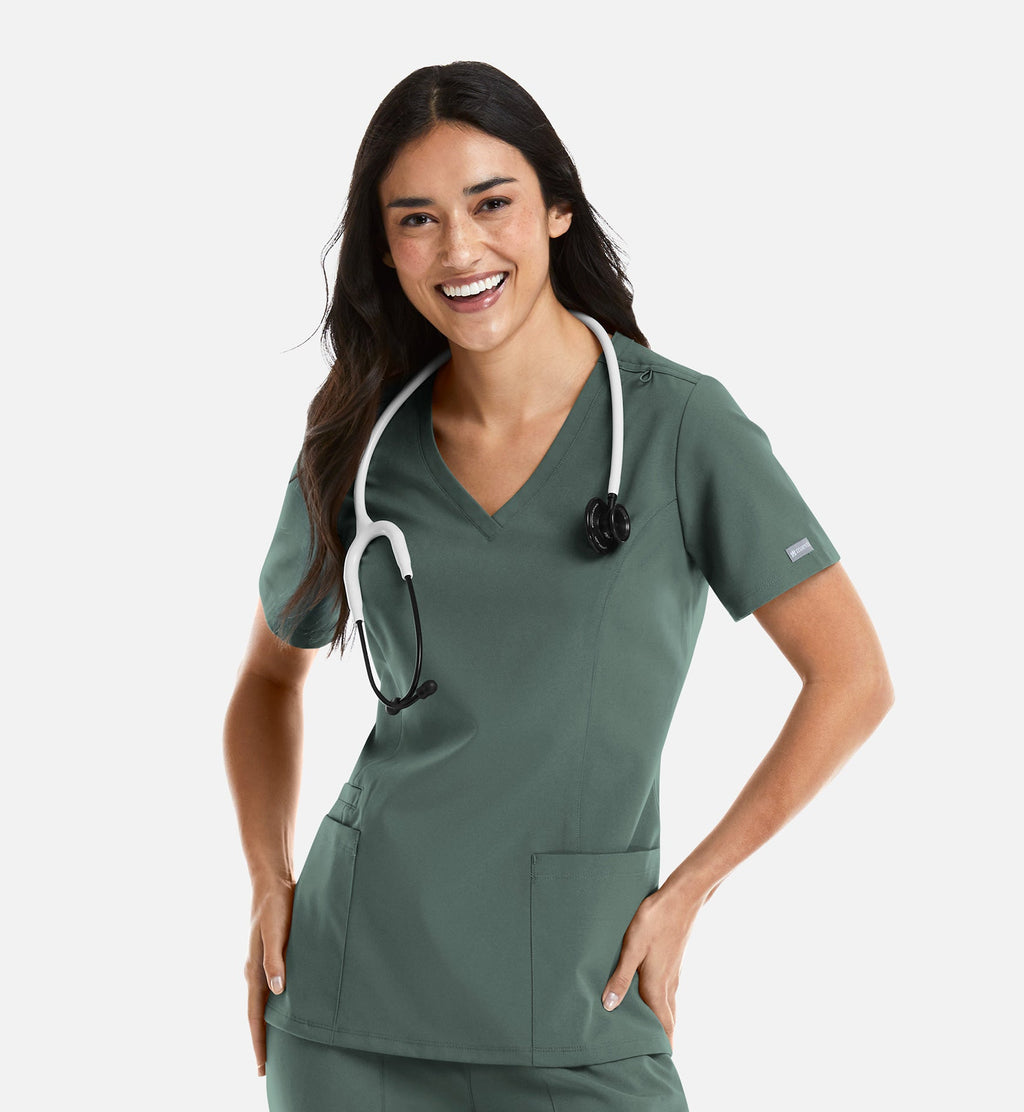 Momentum 5001 Women's Double V-Neck Top Moss