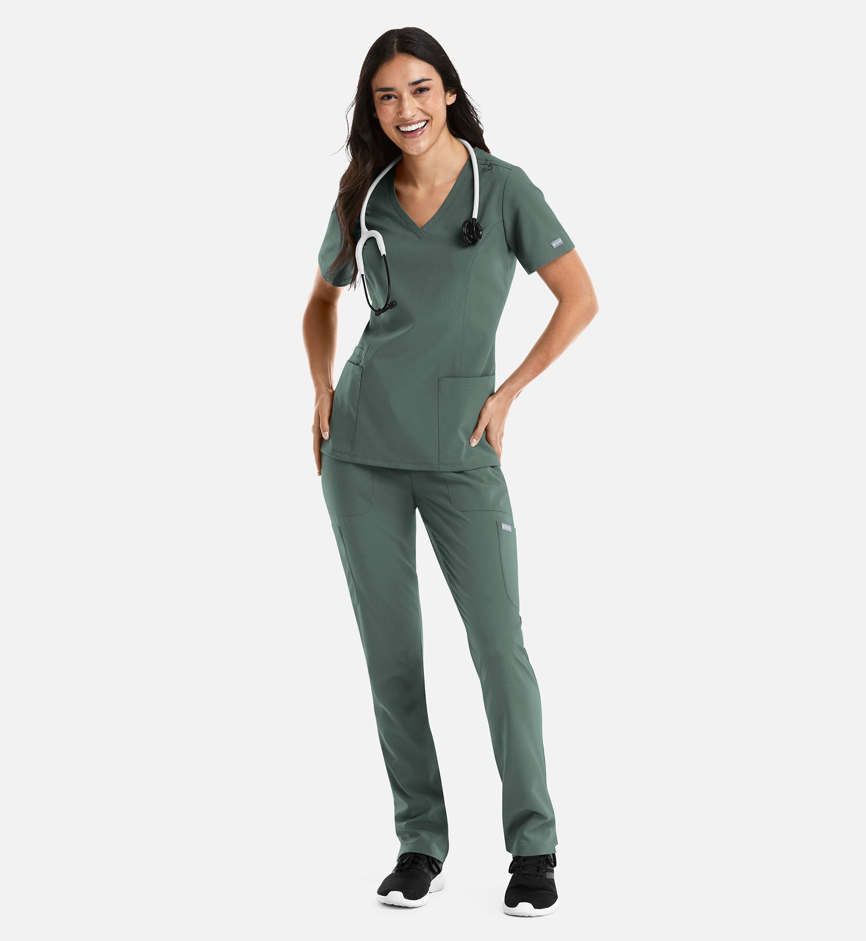 Momentum 5001 Women's Double V-Neck Top Moss