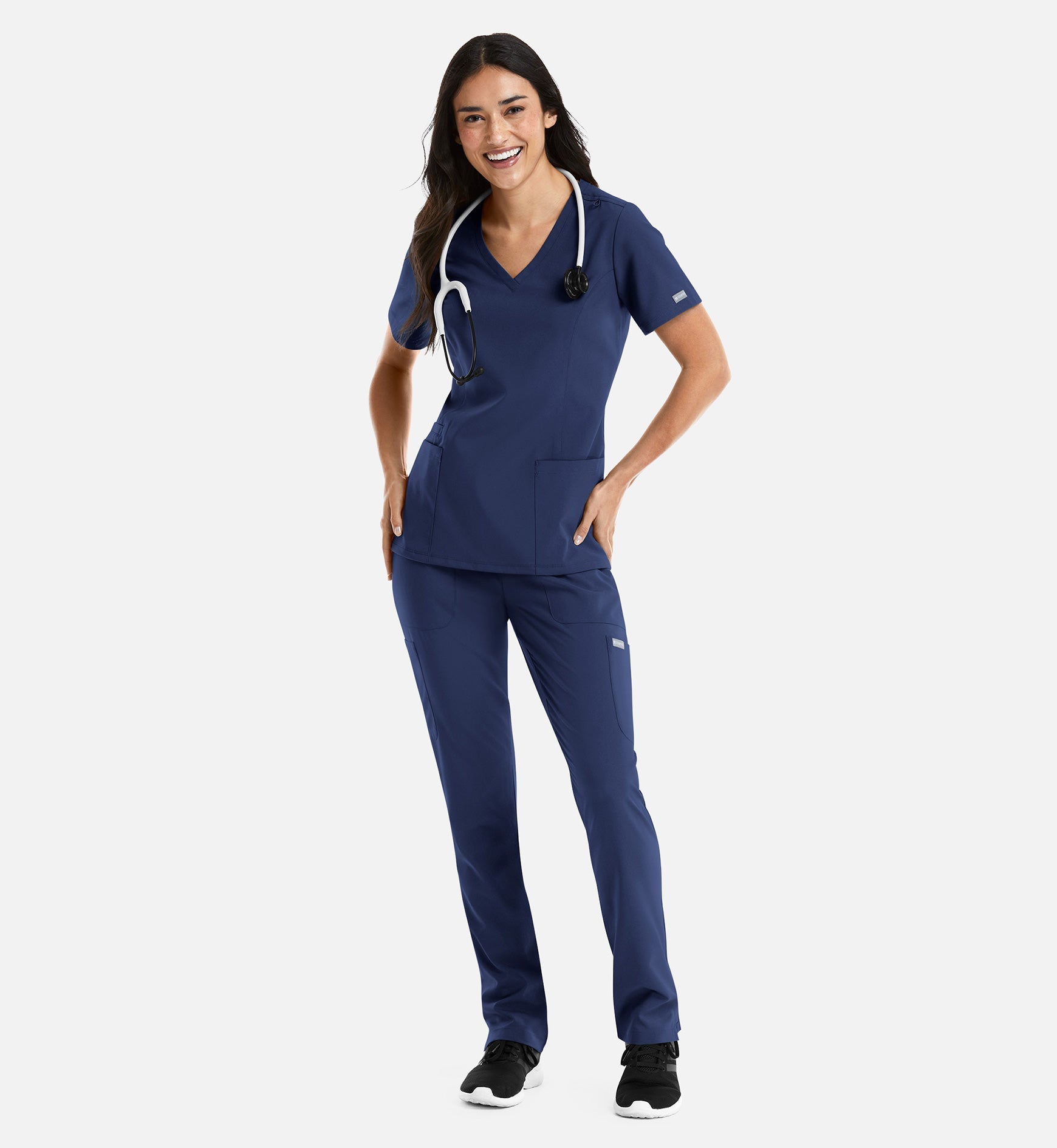 Momentum 5001 Women's Double V-Neck Top Navy