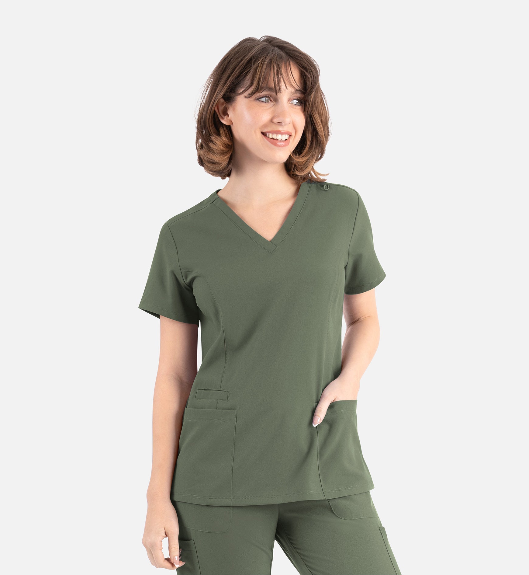 Momentum 5001 Women's Double V-Neck Top Olive