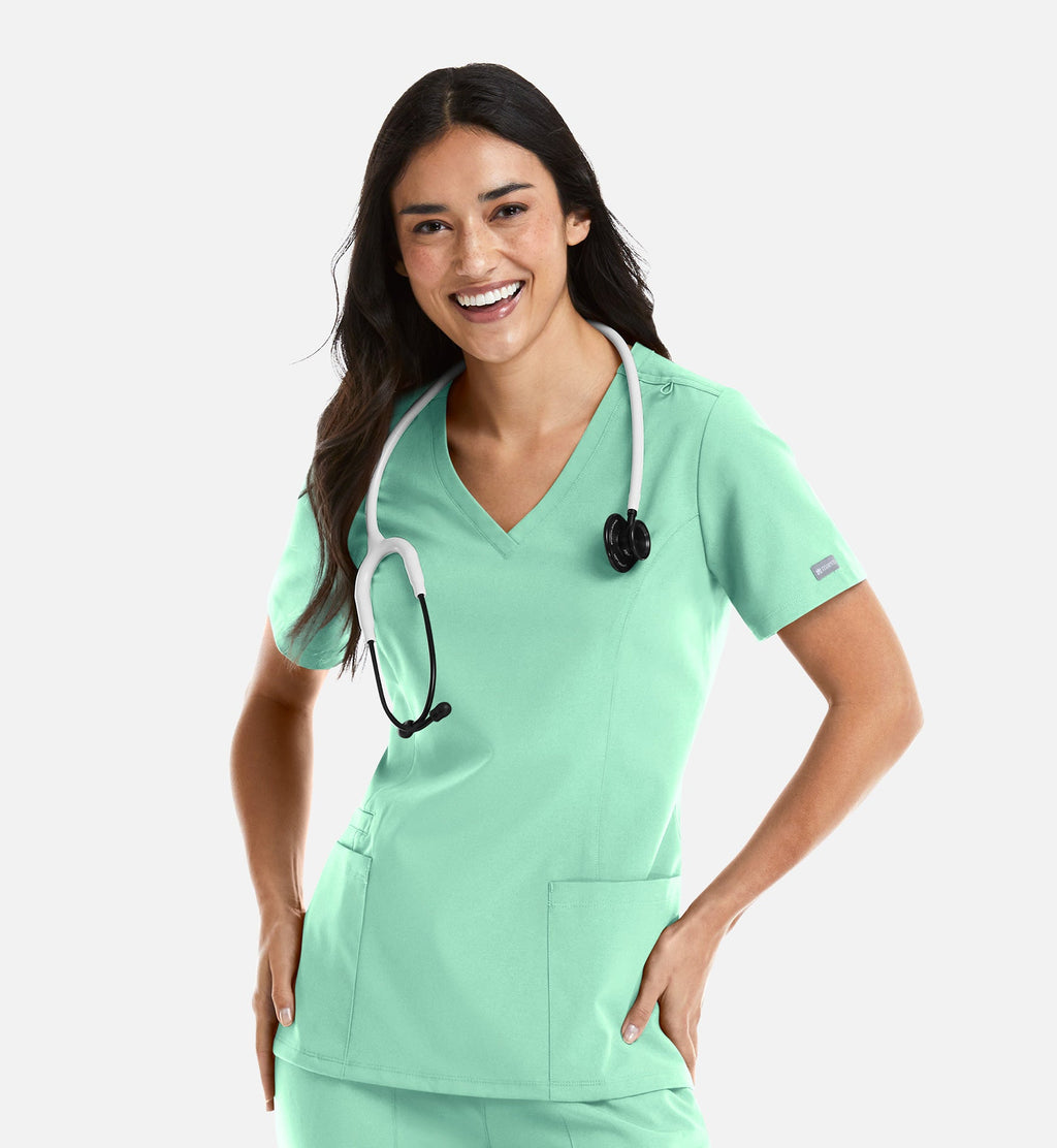 Momentum 5001 Women's Double V-Neck Top Opal