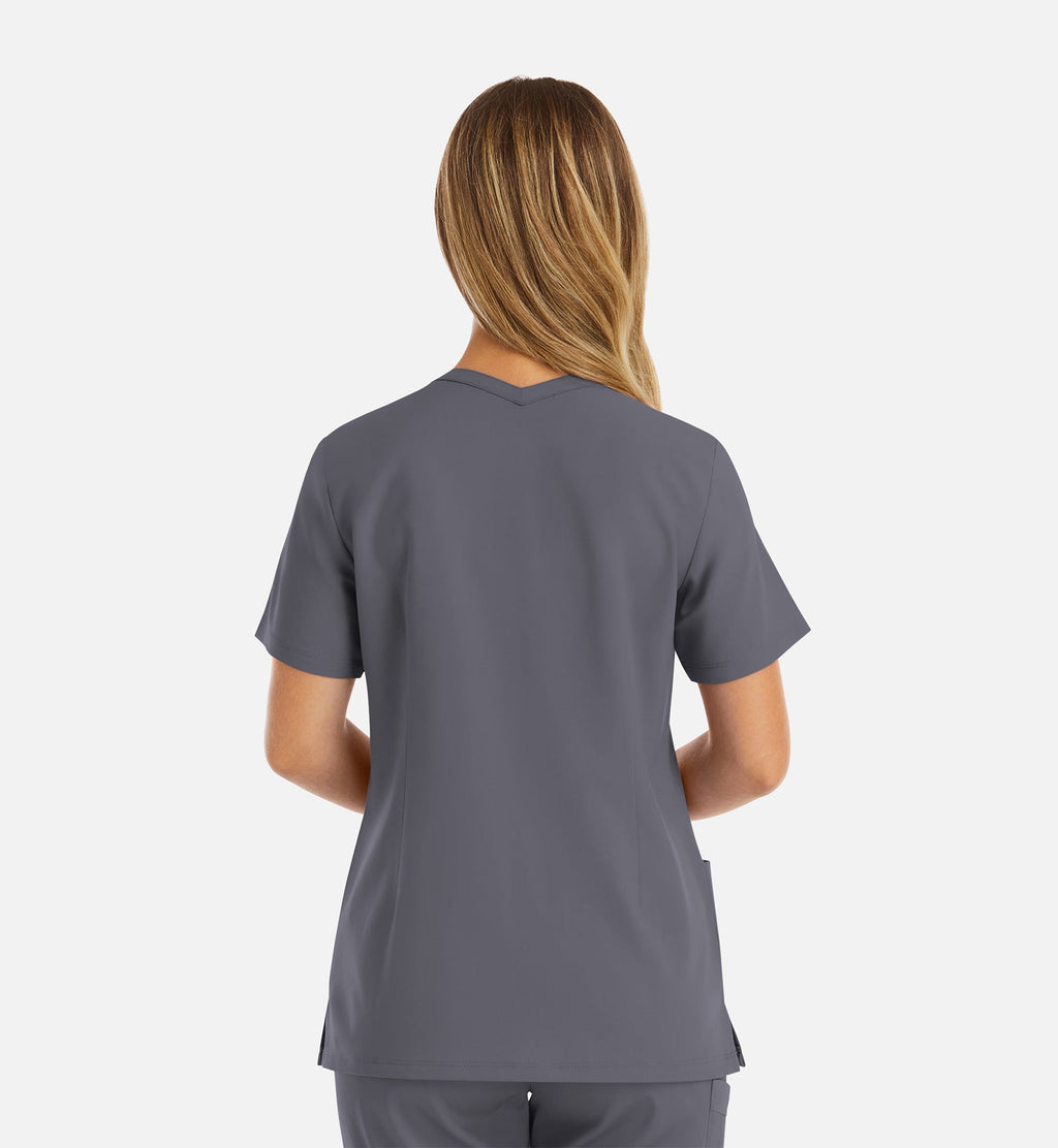 Momentum 5001 Women's Double V-Neck Top Pewter
