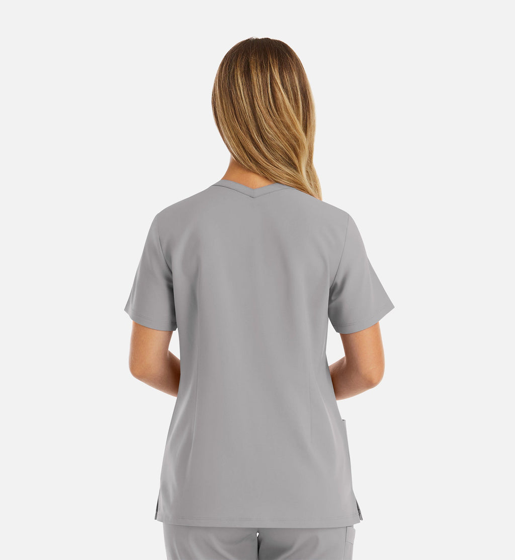 Momentum 5001 Women's Double V-Neck Top Quiet Grey