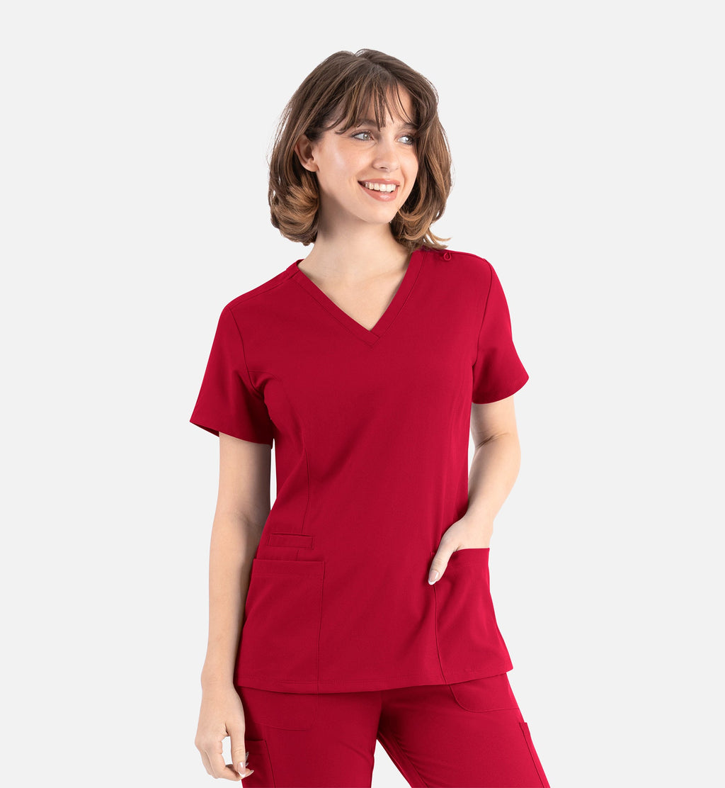 Momentum 5001 Women's Double V-Neck Top Red